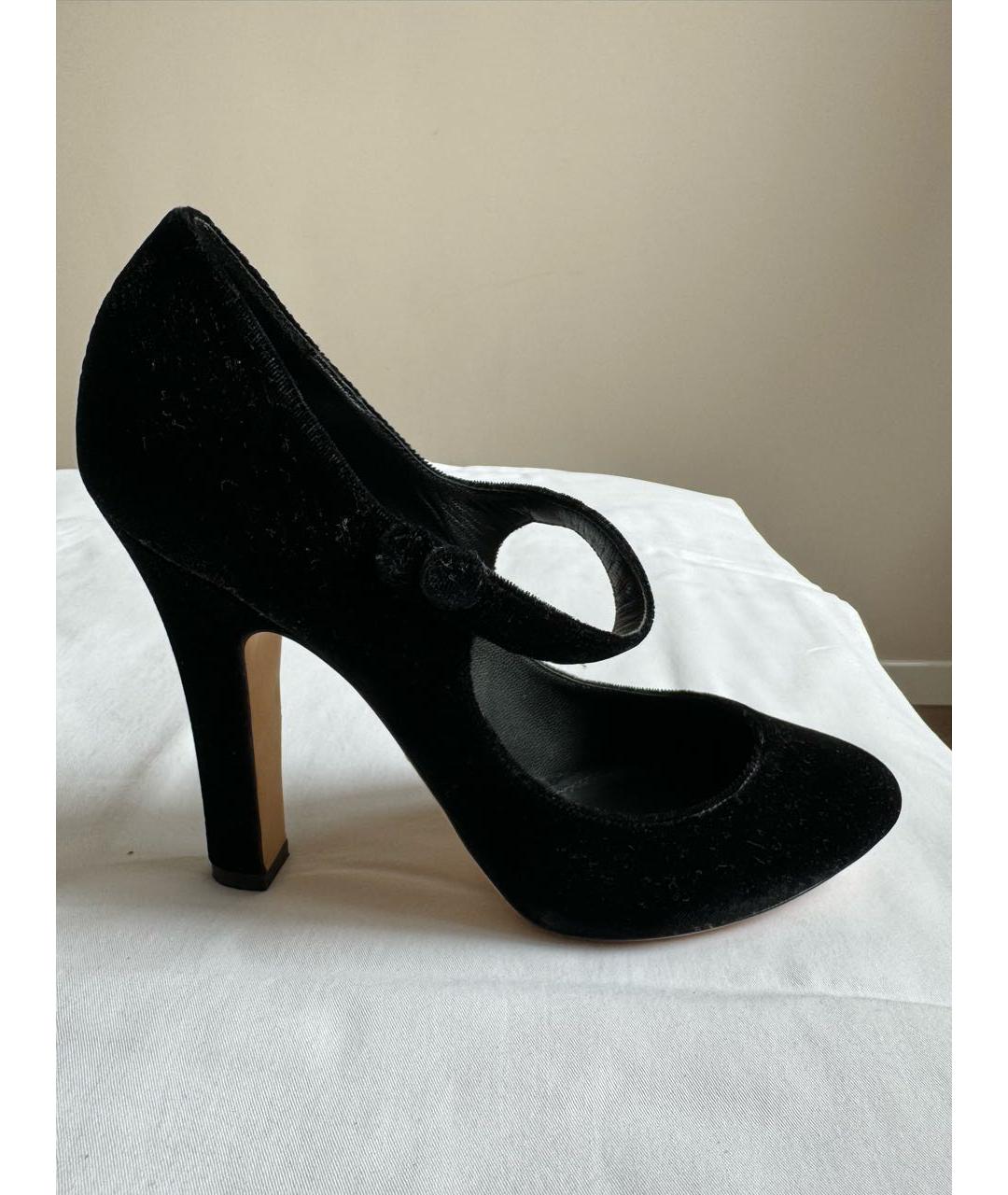 DOLCE&GABBANA Черные бархатные туфли, фото 6