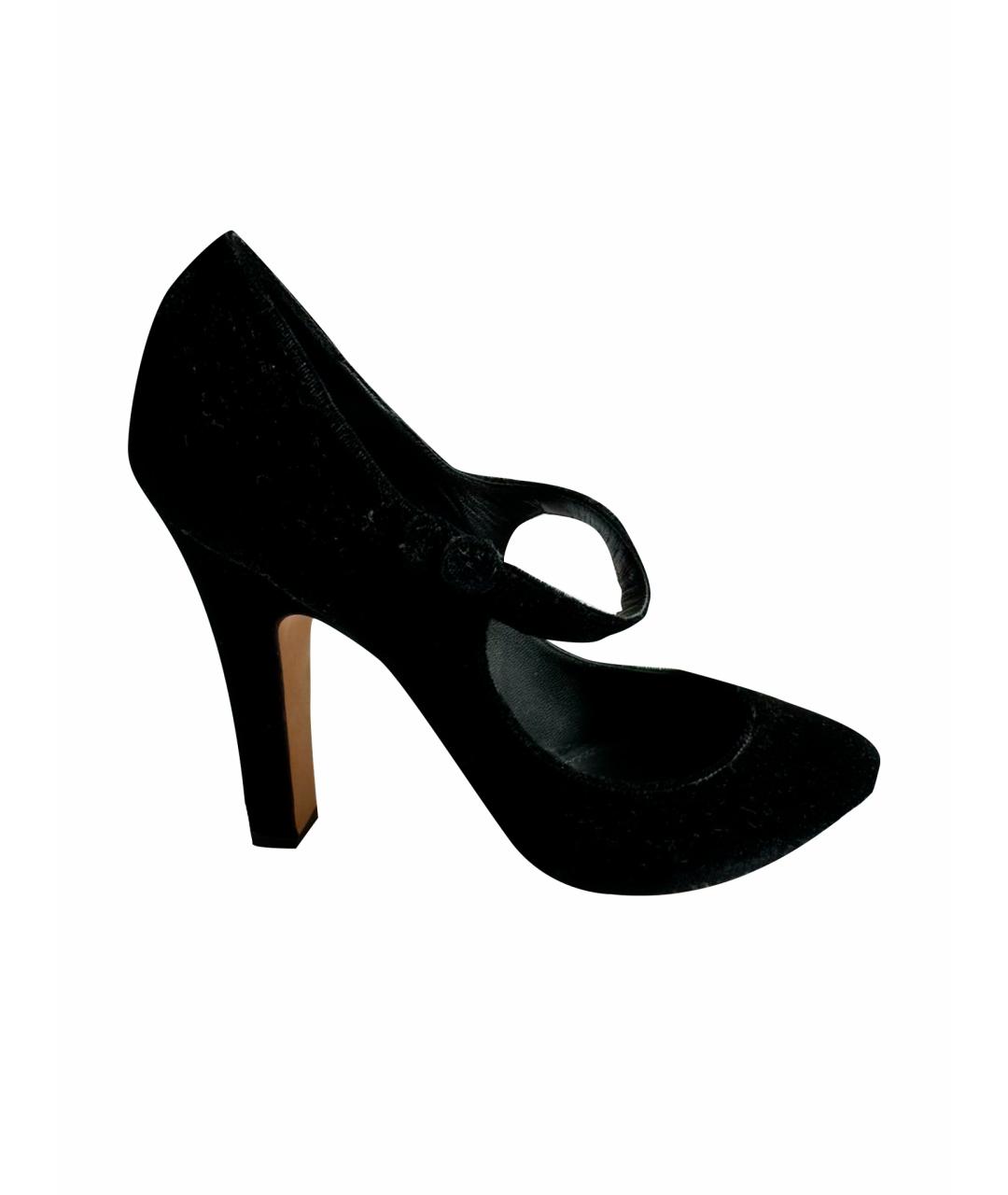DOLCE&GABBANA Черные бархатные туфли, фото 1
