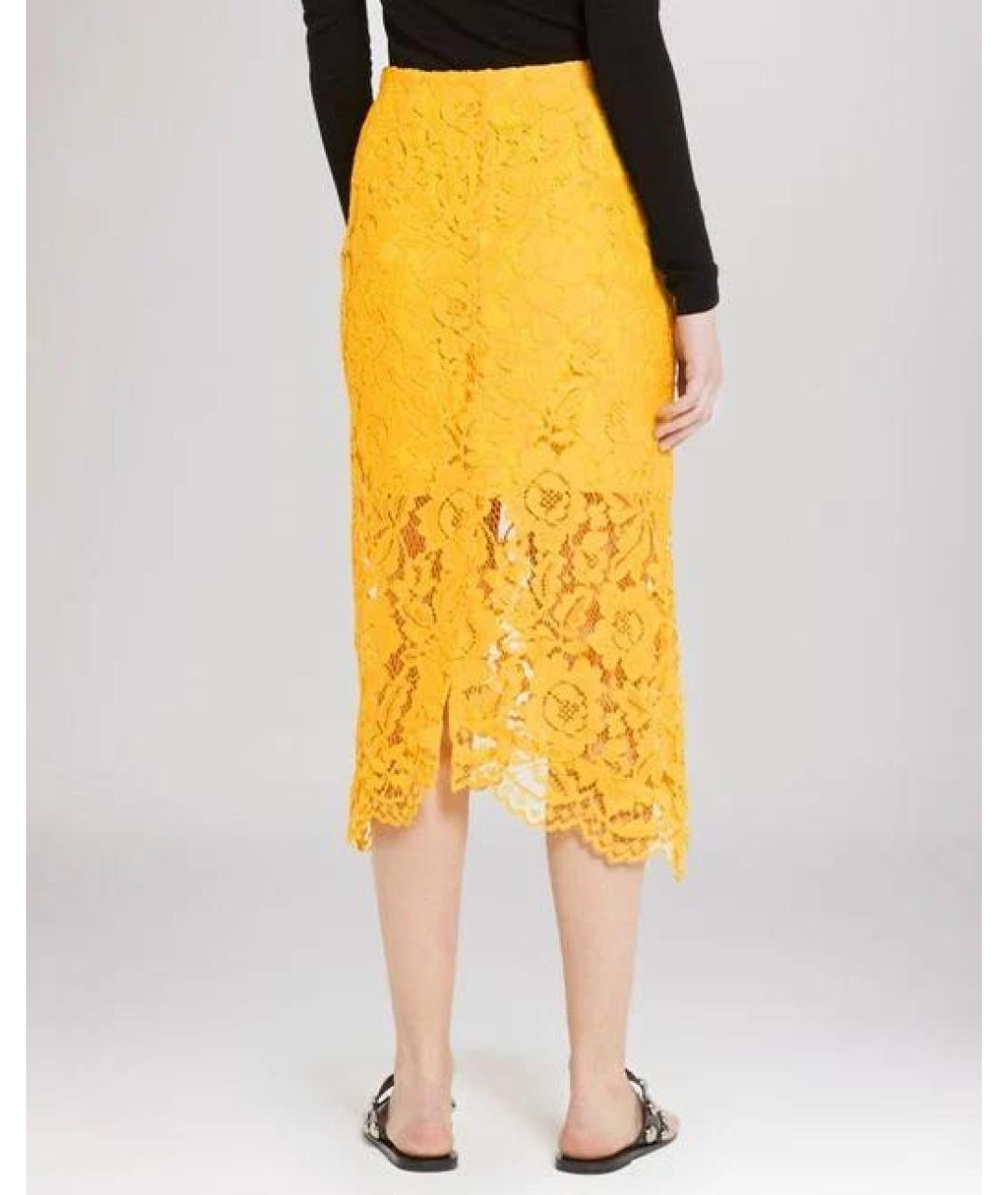 SANDRO Желтая вискозная юбка миди, фото 3