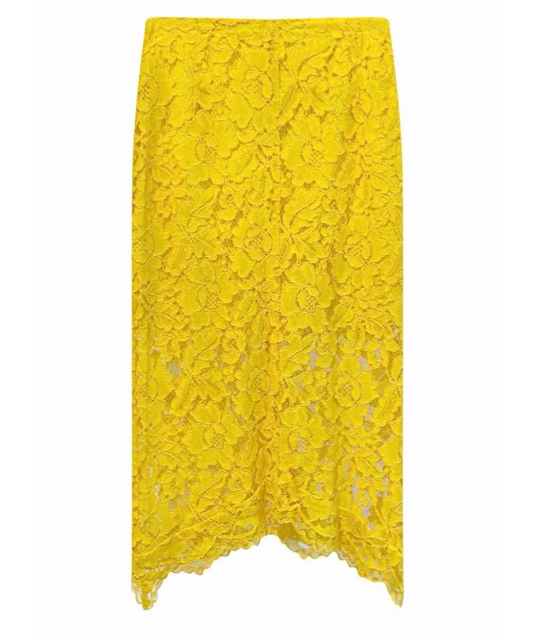 SANDRO Желтая вискозная юбка миди, фото 1