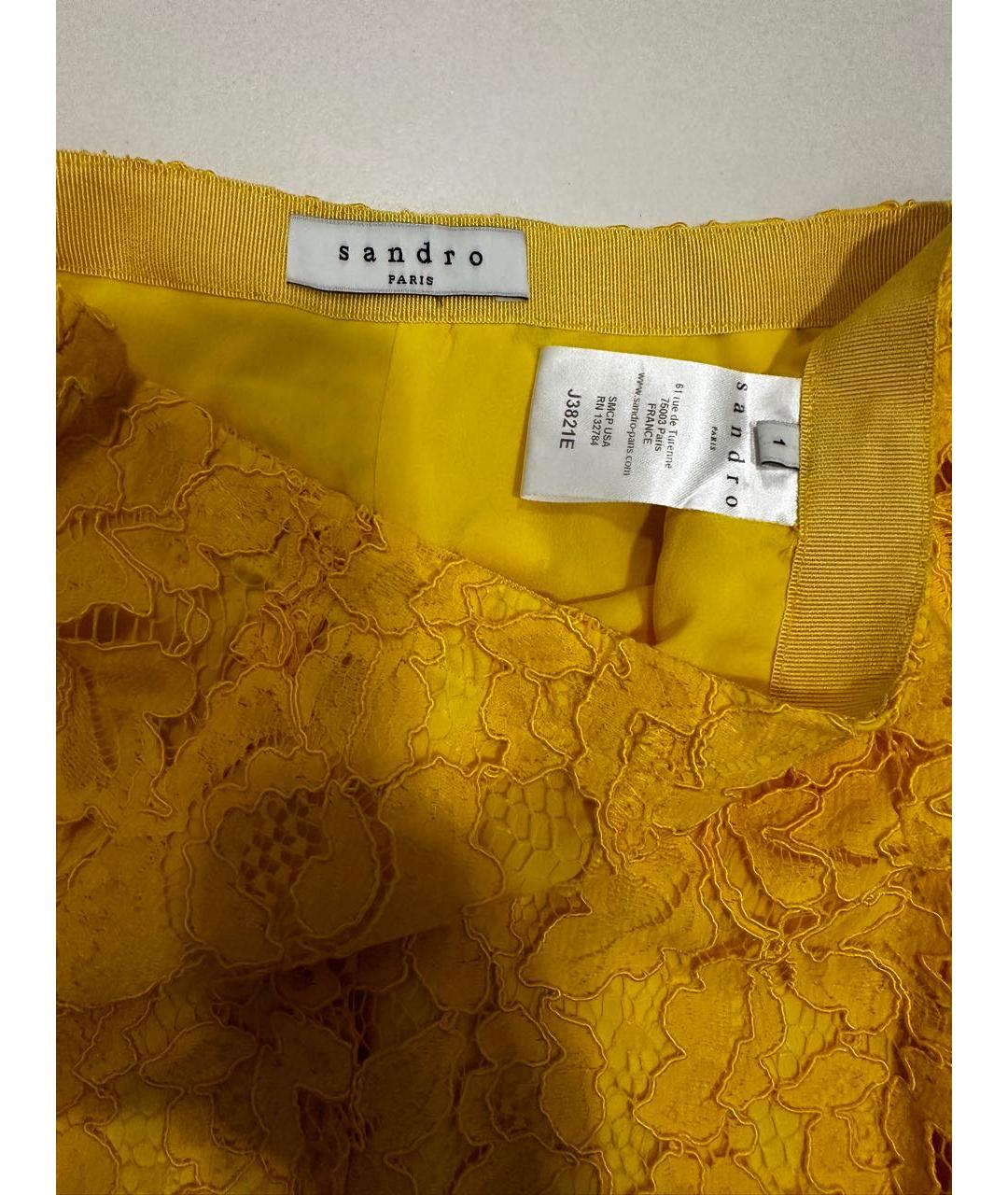SANDRO Желтая вискозная юбка миди, фото 7