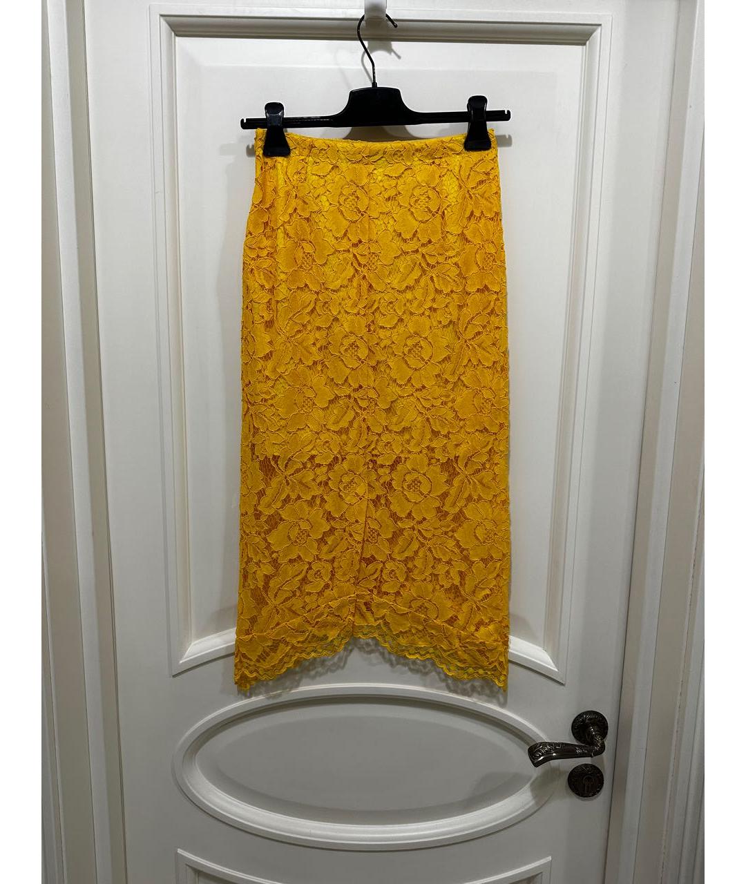 SANDRO Желтая вискозная юбка миди, фото 5