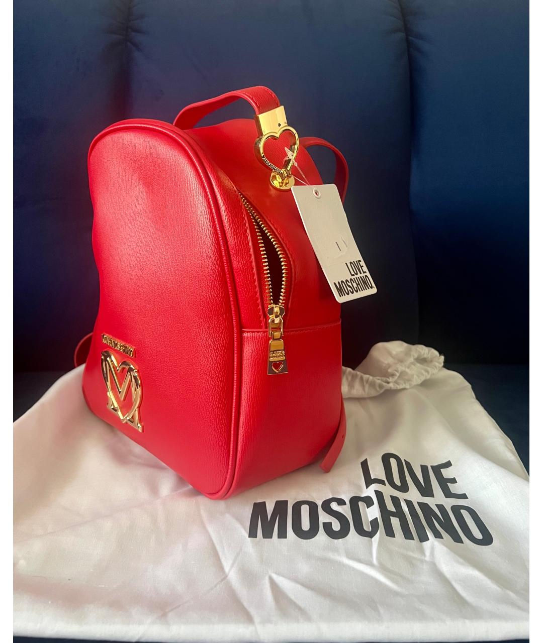 LOVE MOSCHINO Красный рюкзак из искусственной кожи, фото 3