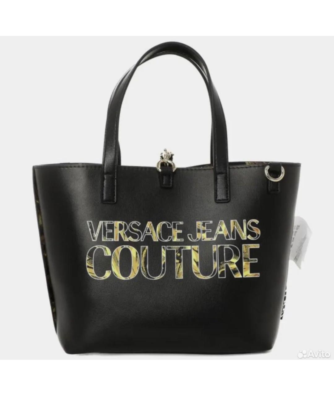 VERSACE JEANS COUTURE Черная сумка тоут из искусственной кожи, фото 7