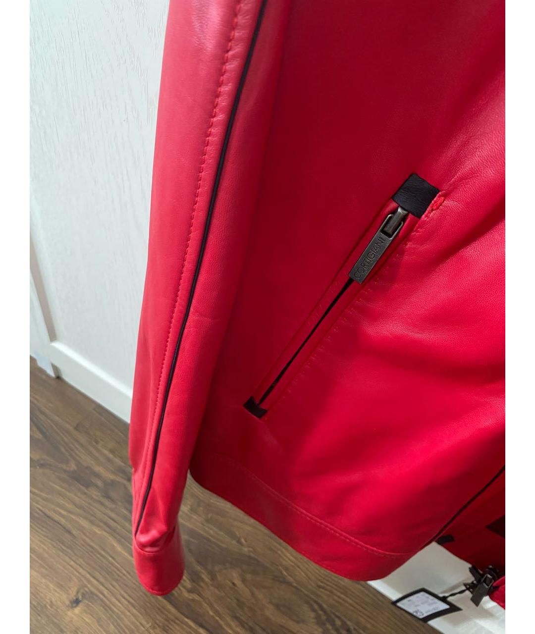 CORTIGIANI Красная кожаная куртка, фото 5