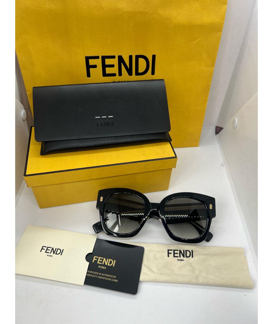 FENDI Черные пластиковые солнцезащитные очки, фото 8