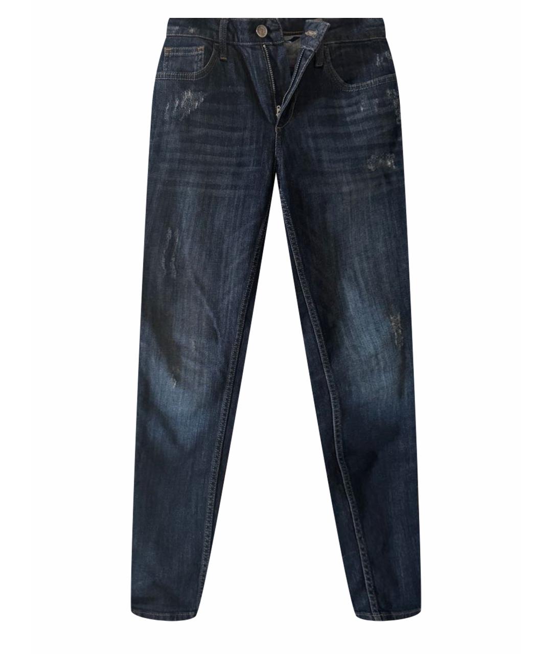 LIU JO Темно-синие хлопко-эластановые прямые джинсы, фото 1