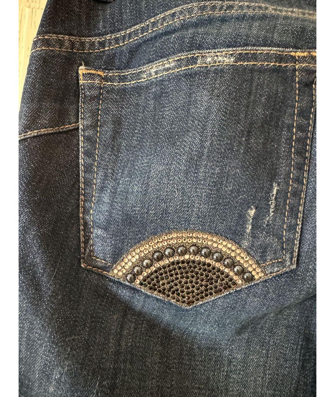 LIU JO Темно-синие хлопко-эластановые прямые джинсы, фото 4