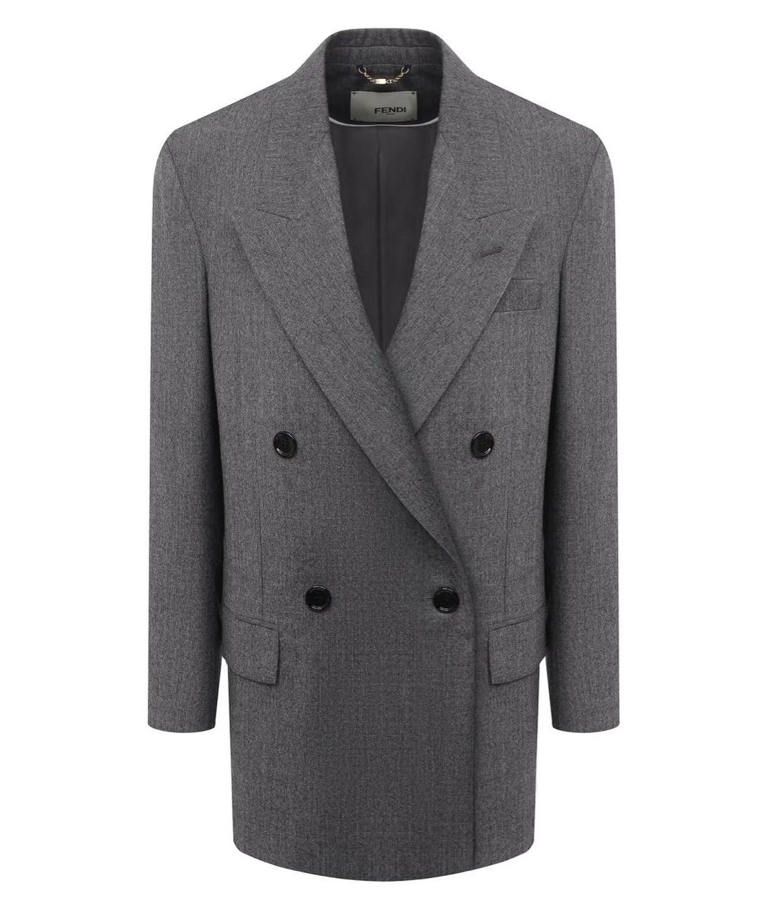 FENDI Серый шерстяной жакет/пиджак, фото 1