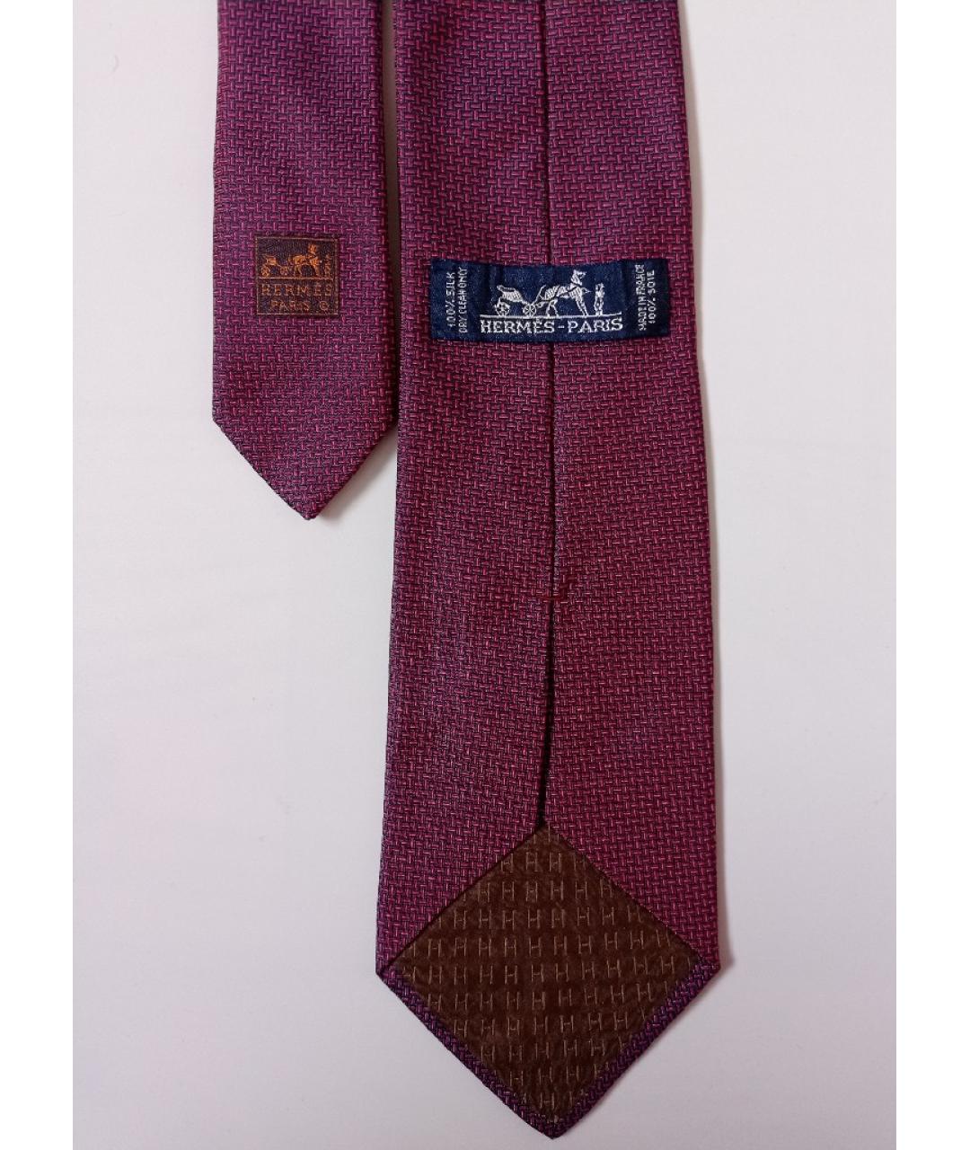 HERMES PRE-OWNED Бордовый шелковый галстук, фото 3