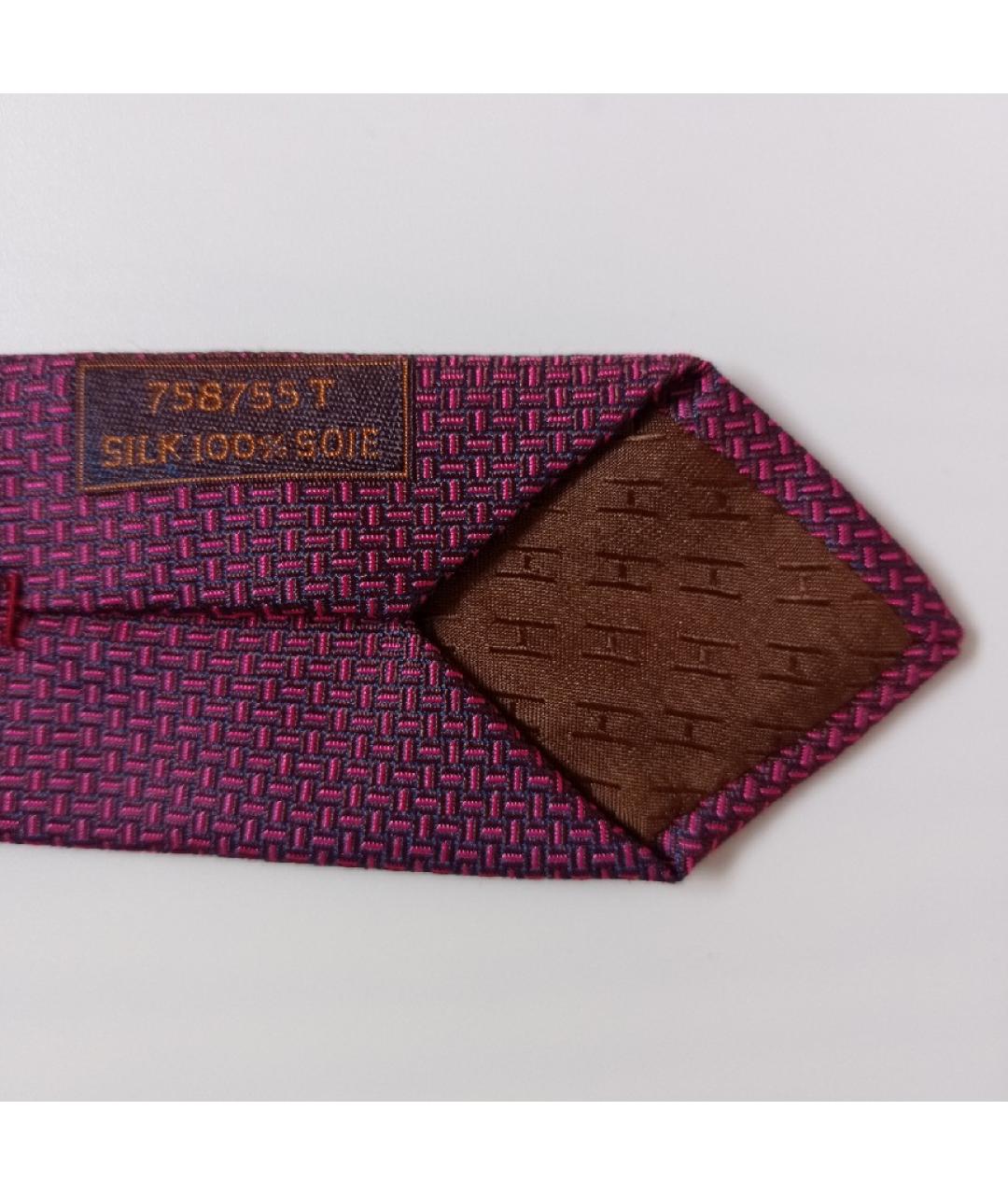 HERMES PRE-OWNED Бордовый шелковый галстук, фото 5