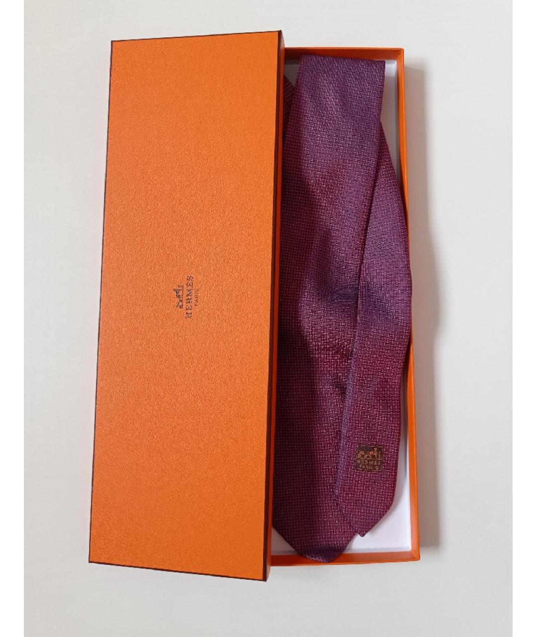 HERMES PRE-OWNED Бордовый шелковый галстук, фото 6