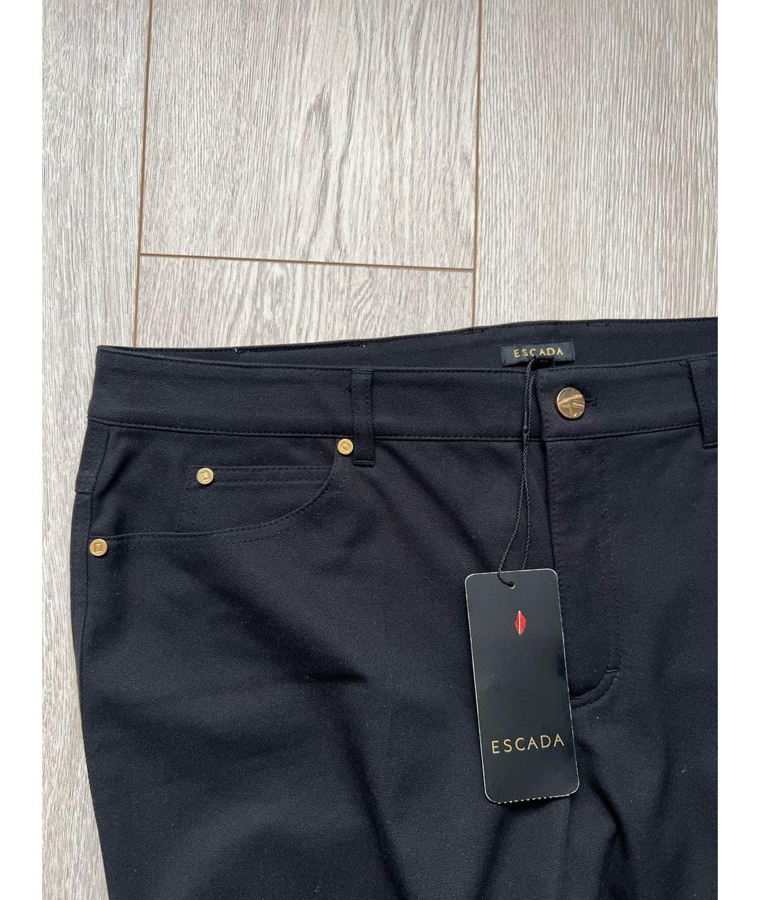 ESCADA Черные хлопко-эластановые прямые брюки, фото 4