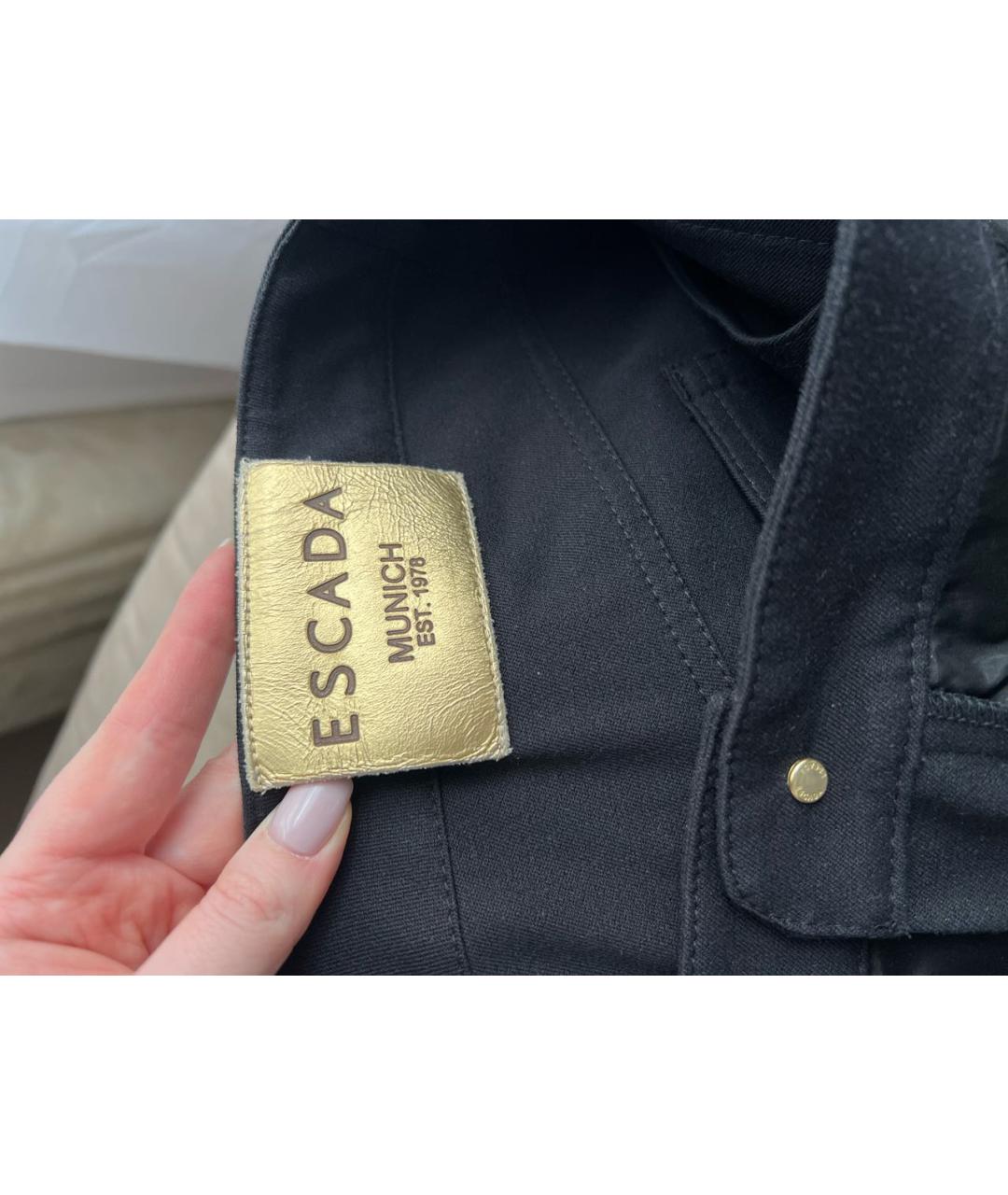 ESCADA Черные хлопко-эластановые прямые брюки, фото 5