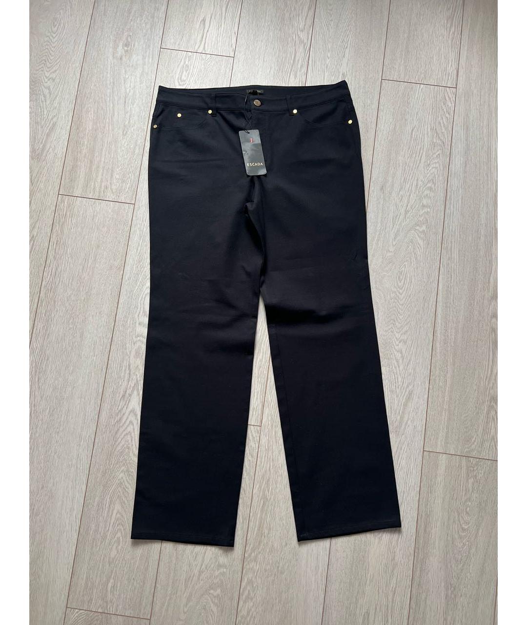 ESCADA Черные хлопко-эластановые прямые брюки, фото 2