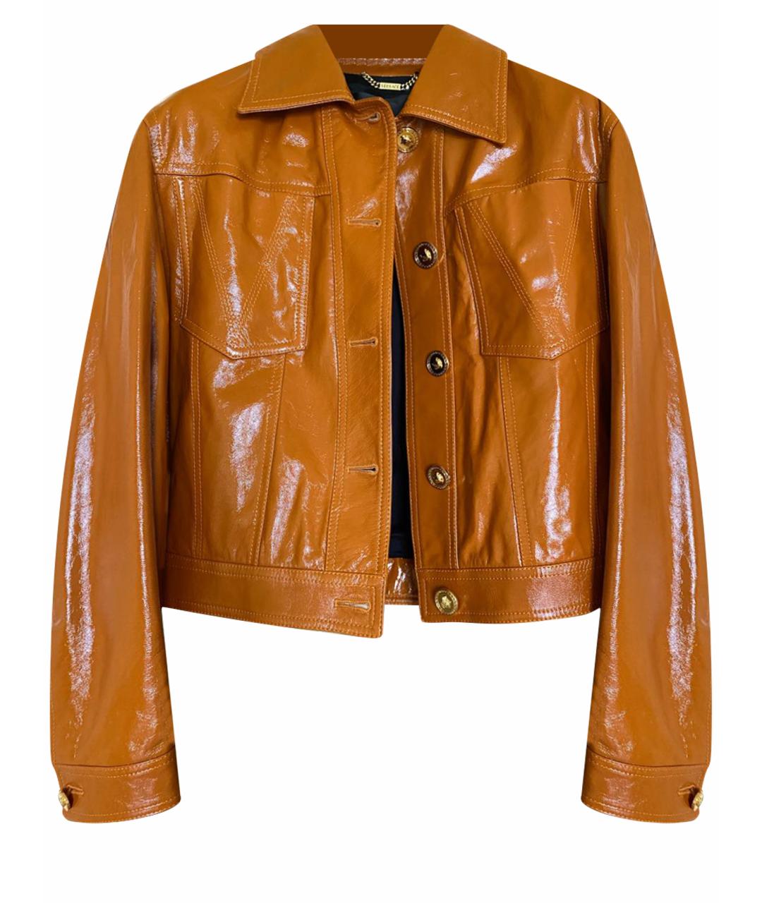 VERSACE Оранжевая кожаная куртка, фото 1