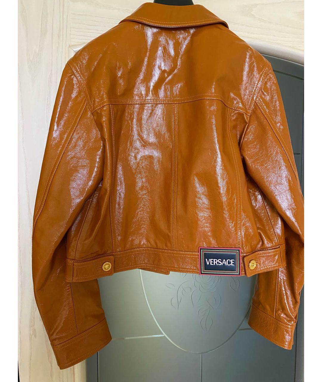VERSACE Оранжевая кожаная куртка, фото 5