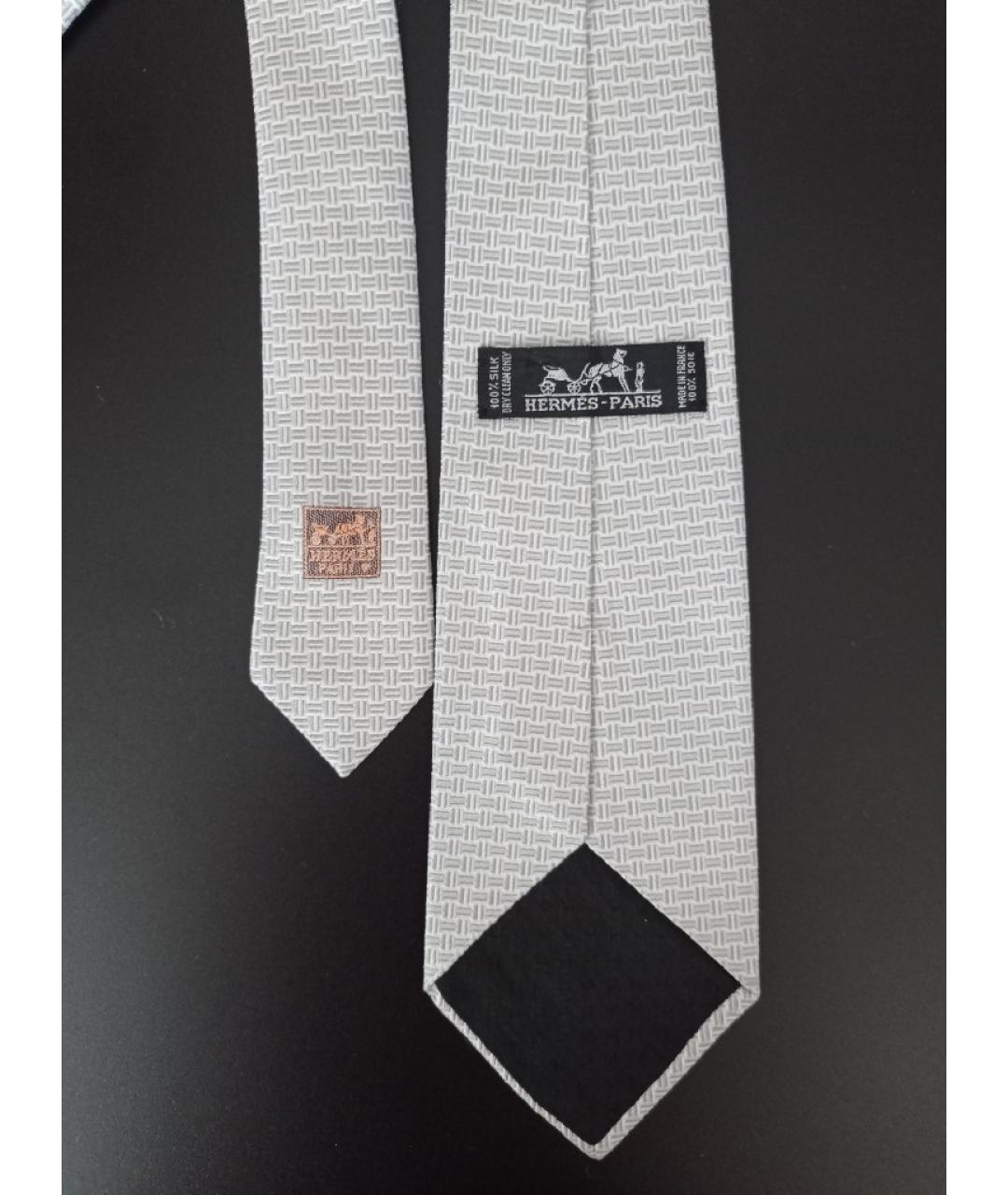 HERMES PRE-OWNED Серый шелковый галстук, фото 5