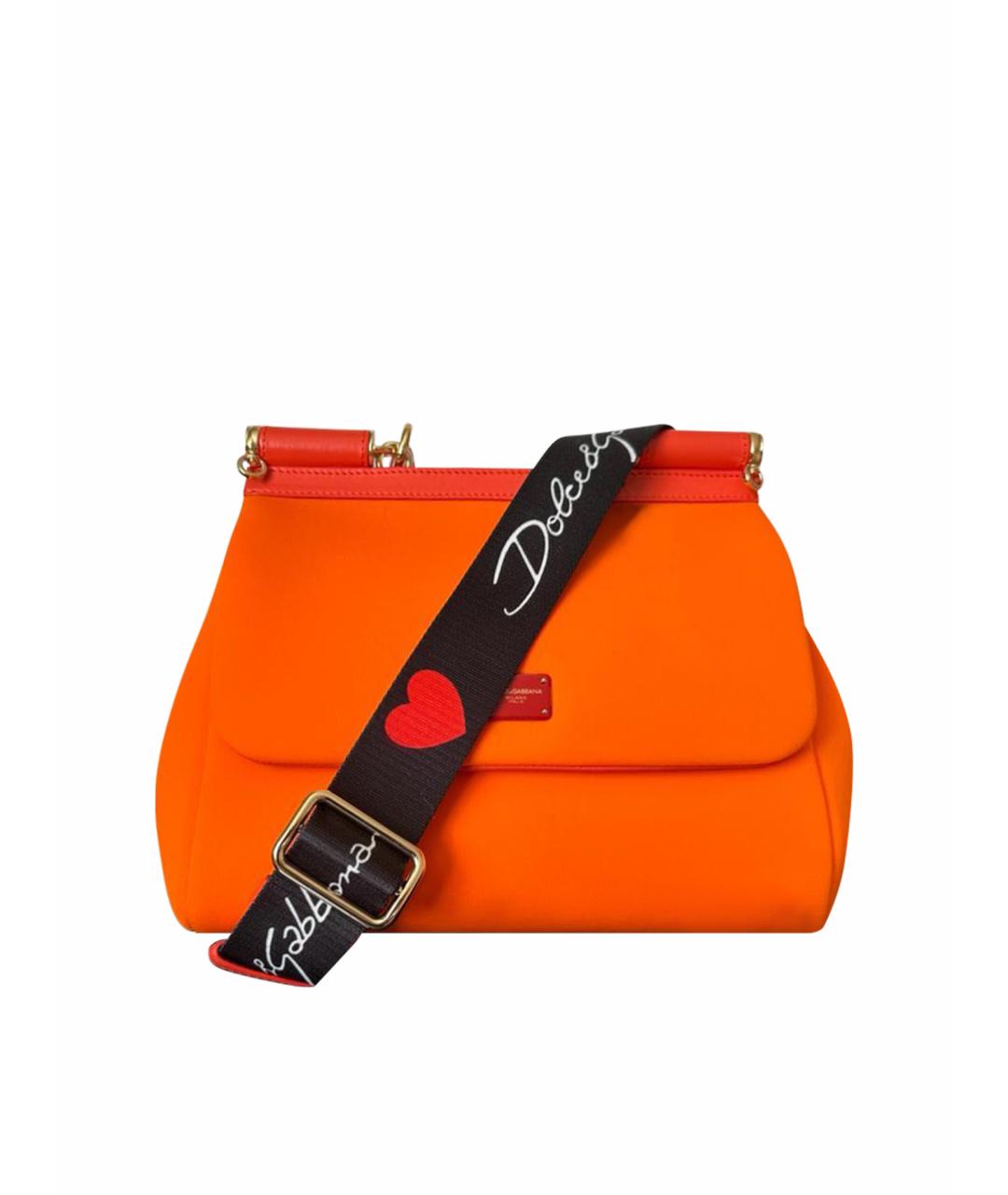 DOLCE&GABBANA Оранжевая кожаная сумка с короткими ручками, фото 1