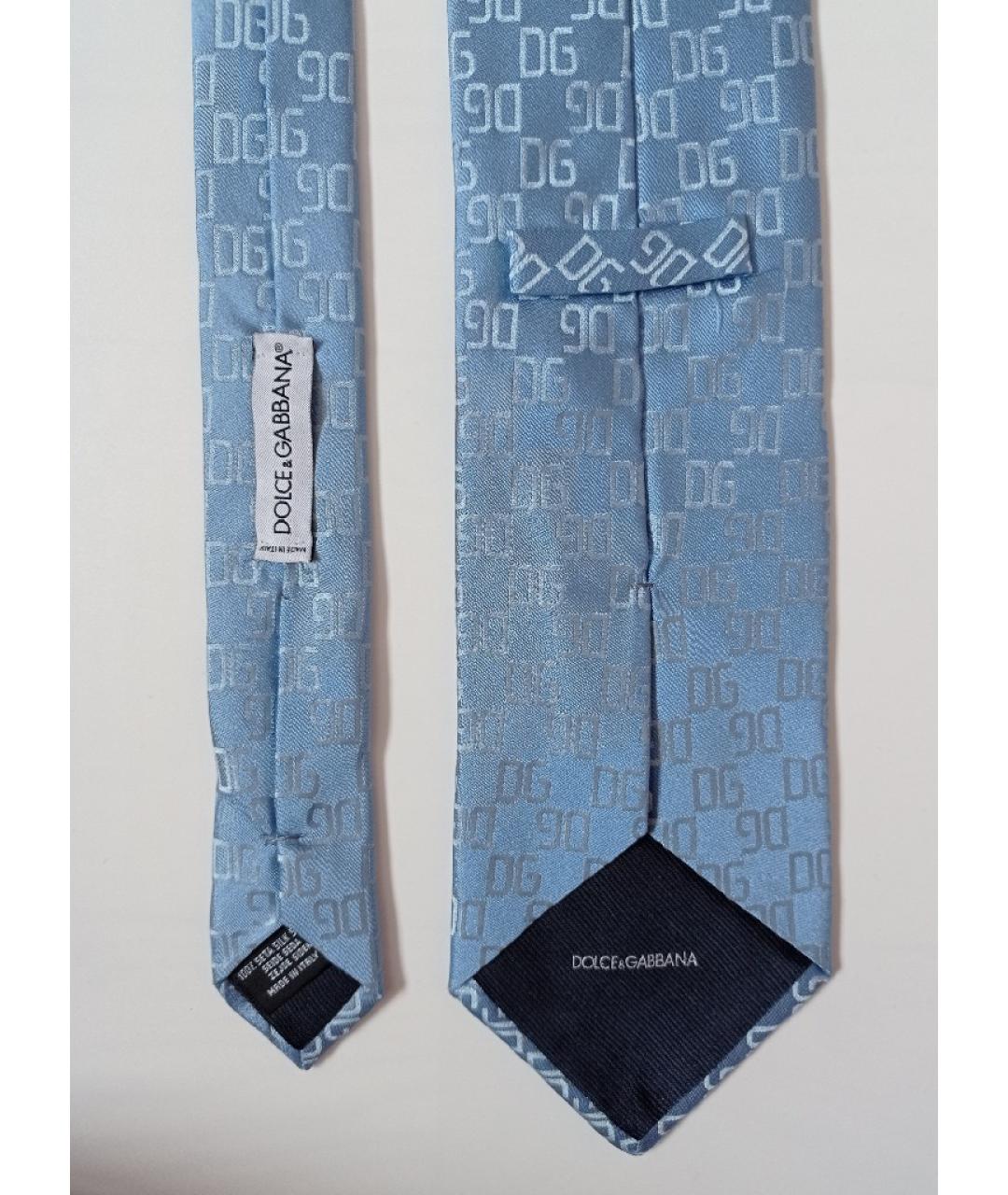 DOLCE&GABBANA Голубой шелковый галстук, фото 5