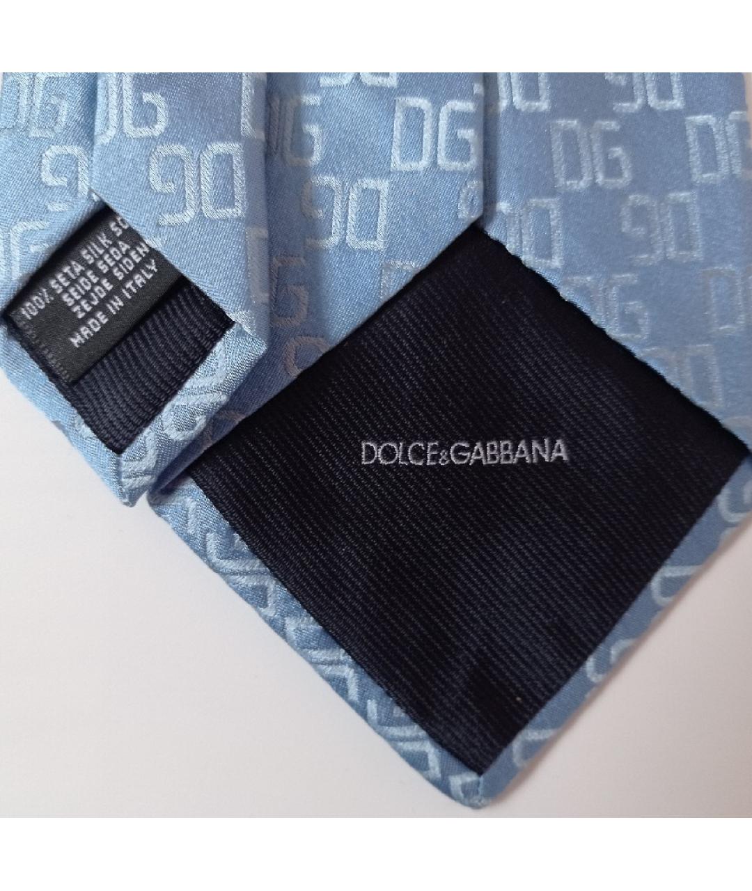 DOLCE&GABBANA Голубой шелковый галстук, фото 6