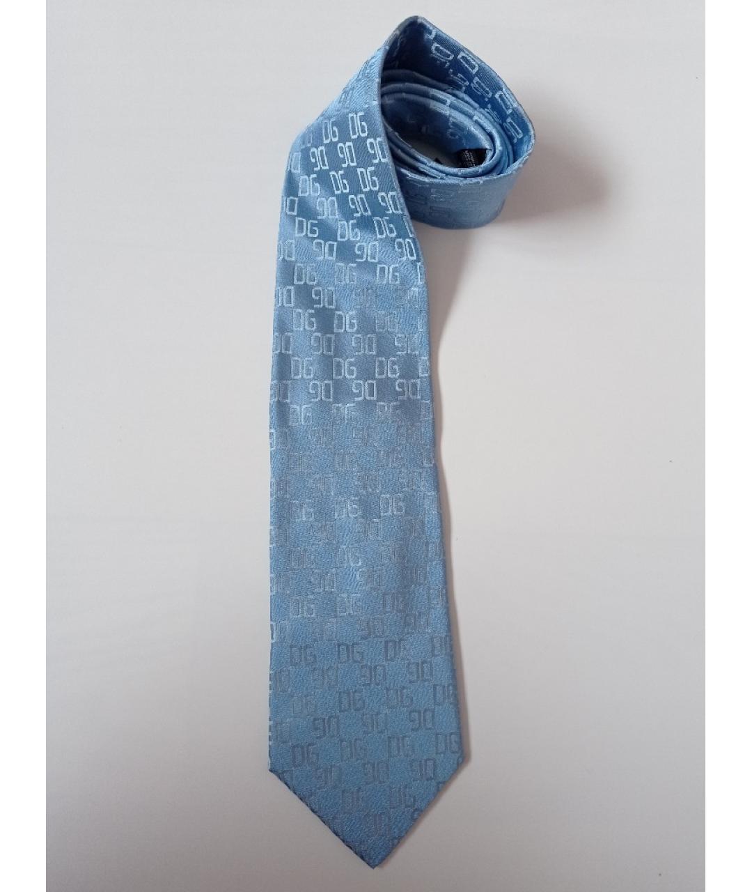 DOLCE&GABBANA Голубой шелковый галстук, фото 7