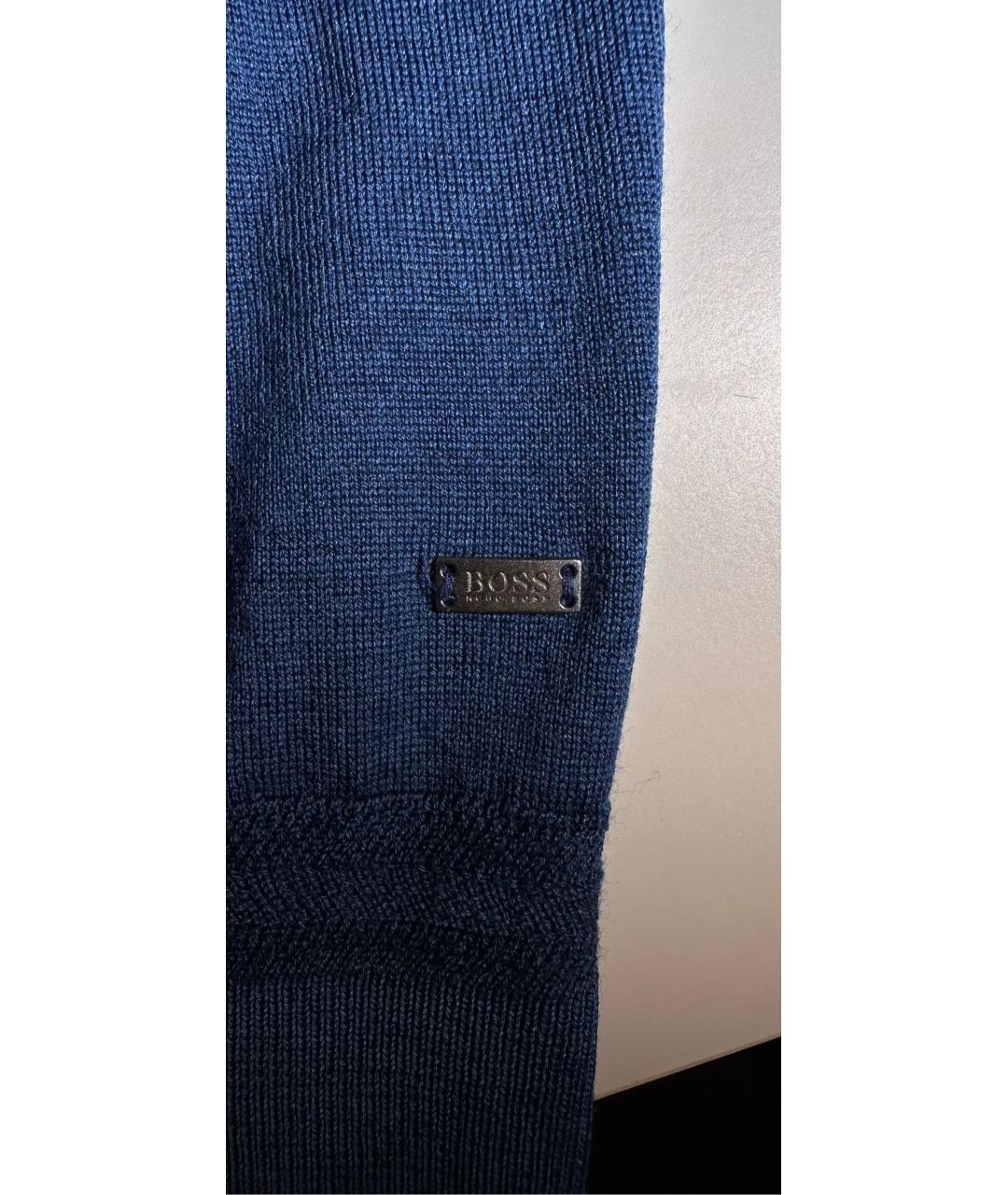 HUGO BOSS Темно-синий шерстяной джемпер / свитер, фото 3