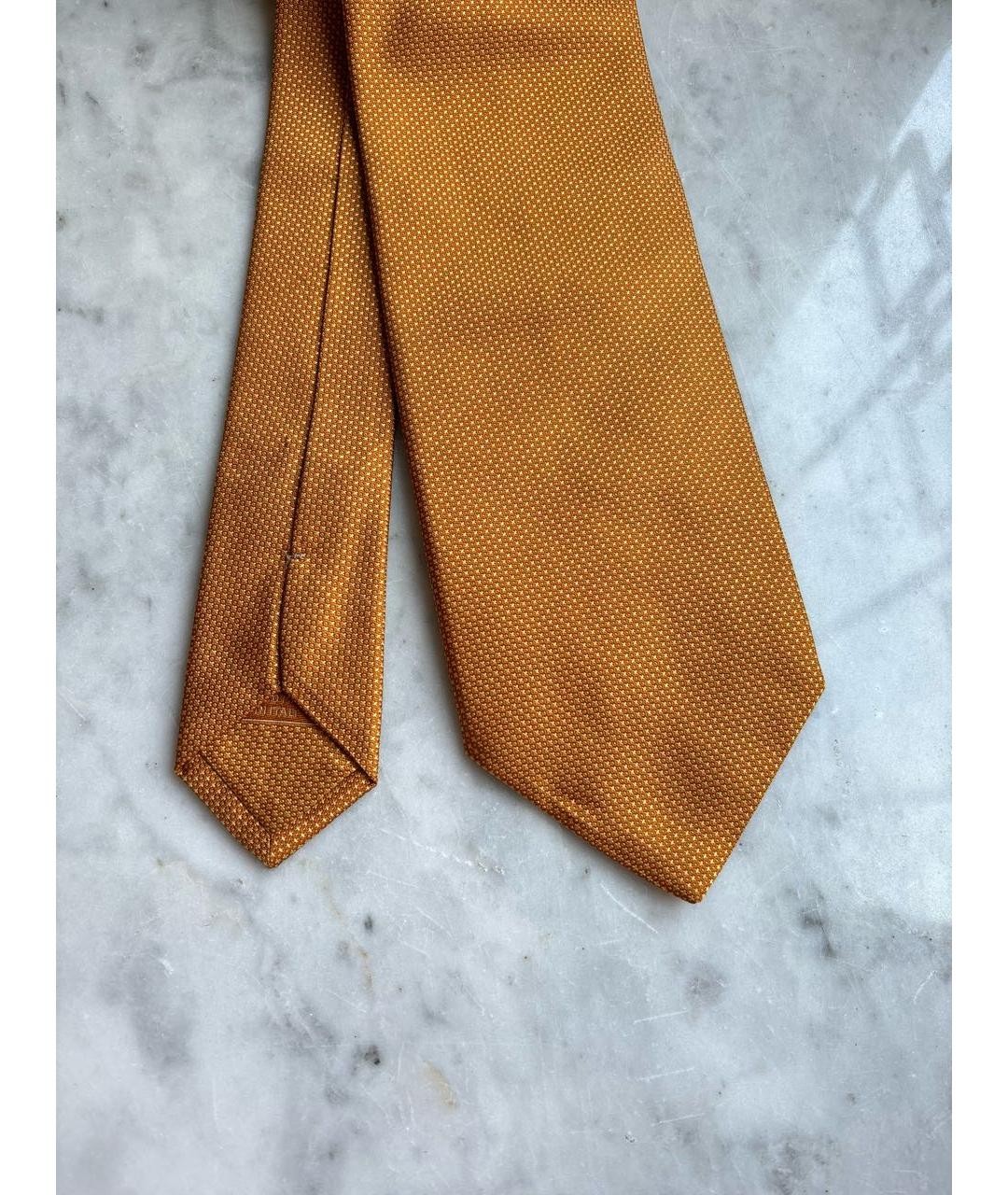 BRIONI Оранжевый шелковый галстук, фото 2