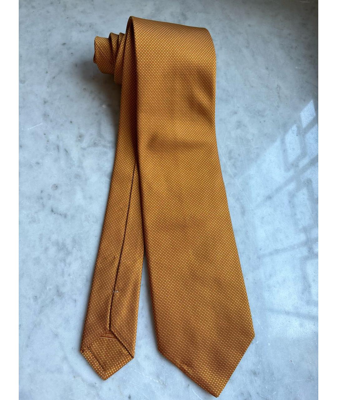 BRIONI Оранжевый шелковый галстук, фото 9