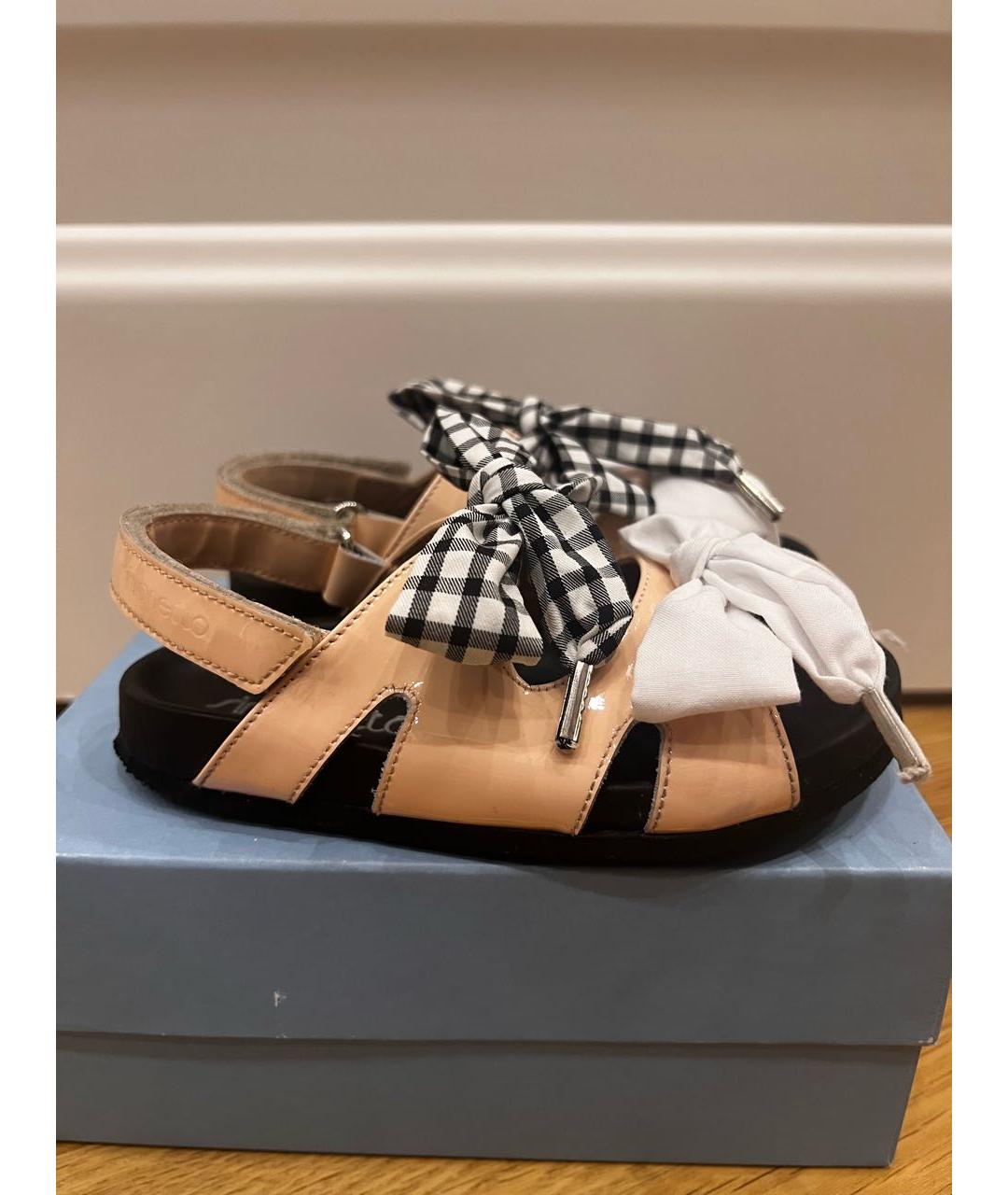 SIMONETTA Бежевые кожаные сандалии и шлепанцы, фото 5