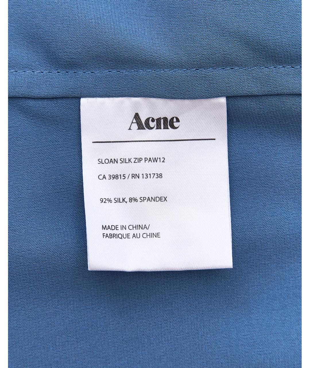 ACNE STUDIOS Голубая шелковая блузы, фото 6