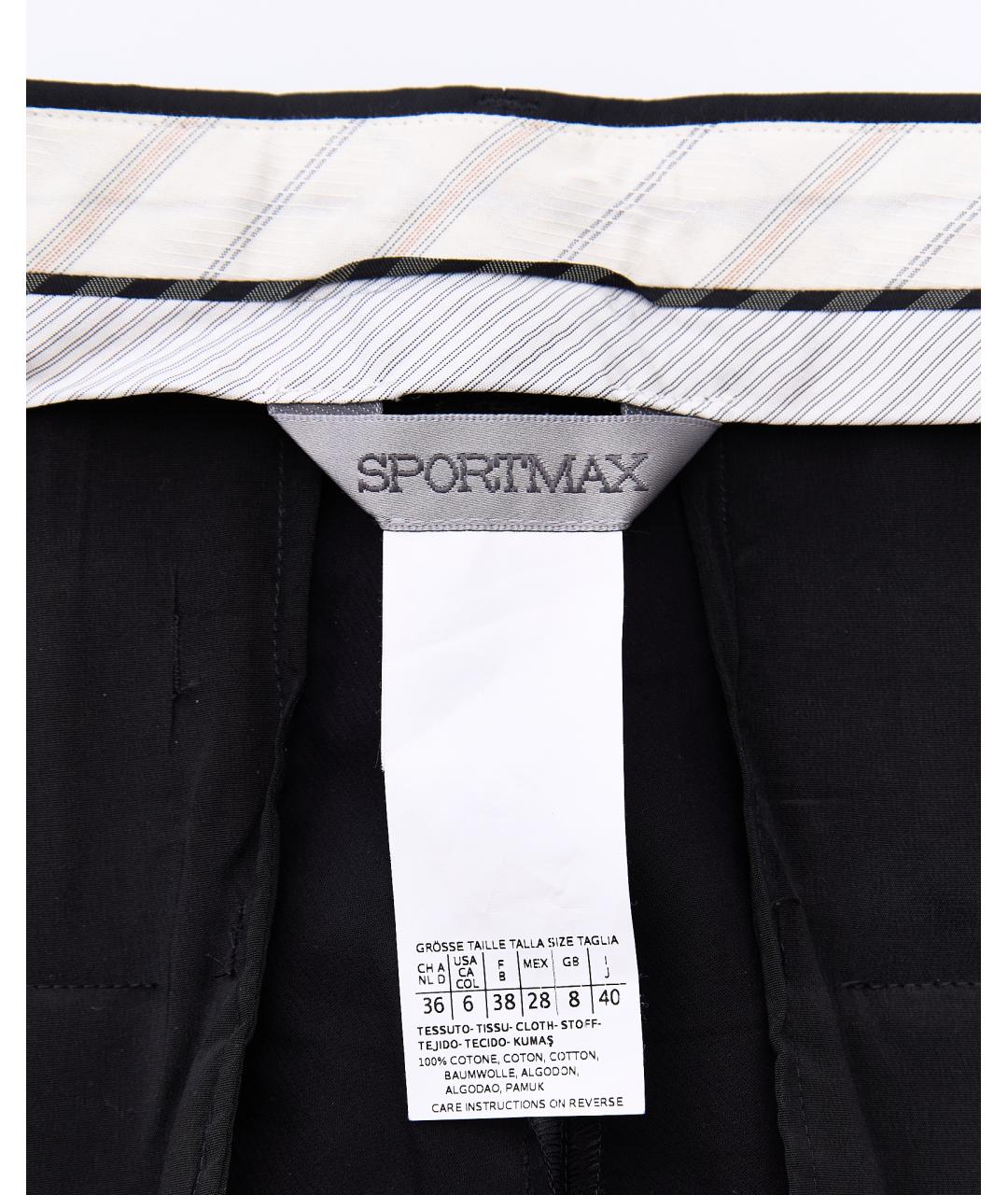 SPORTMAX Черные хлопковые брюки узкие, фото 5