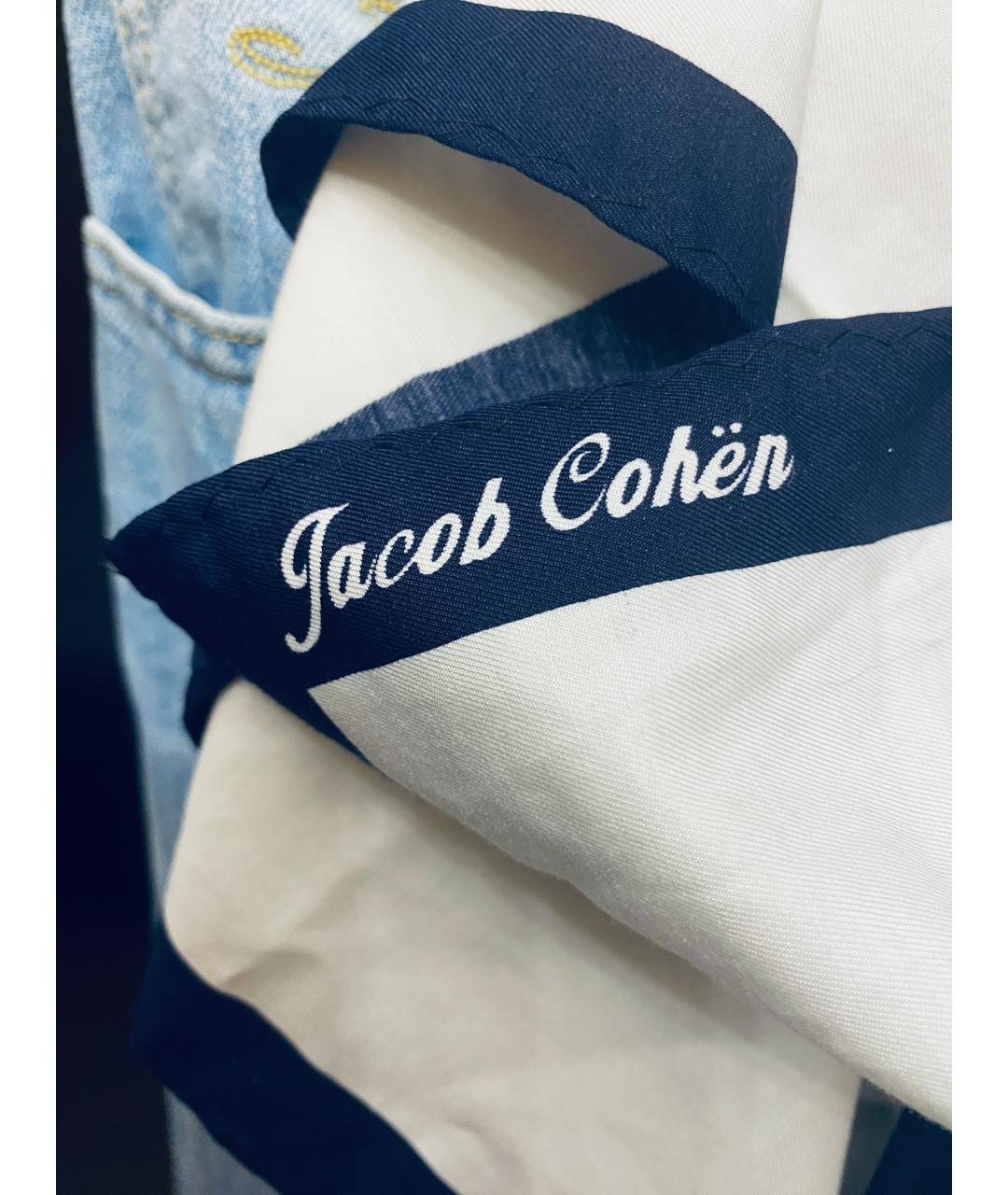 JACOB COHEN Голубые хлопко-леновые прямые джинсы, фото 5