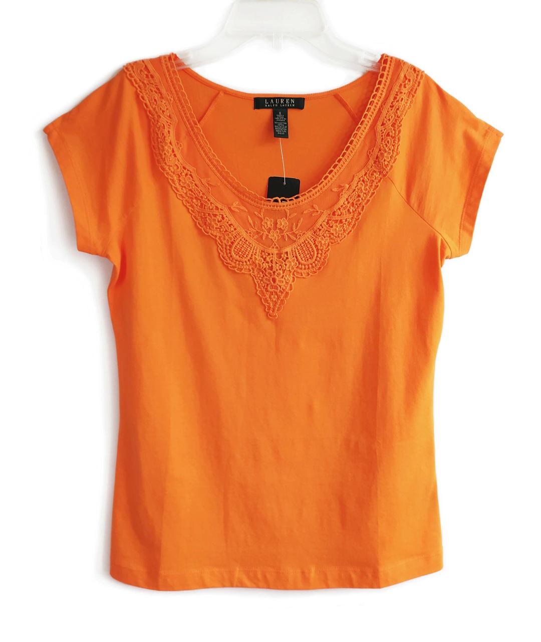 RALPH LAUREN Оранжевая хлопковая футболка, фото 5