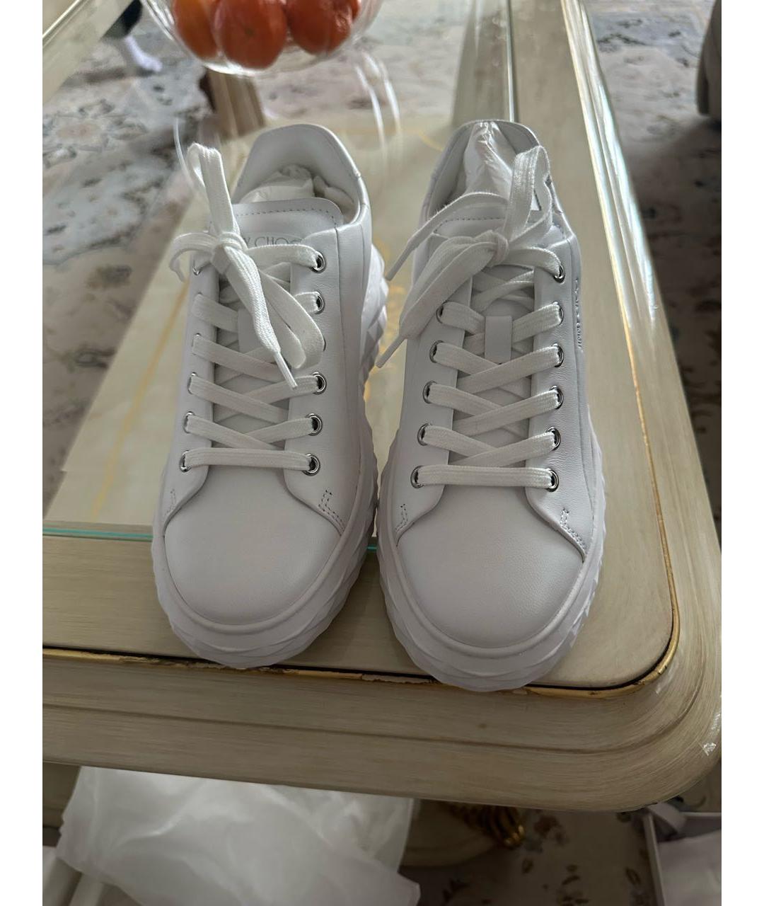 JIMMY CHOO Белые кожаные кроссовки, фото 2