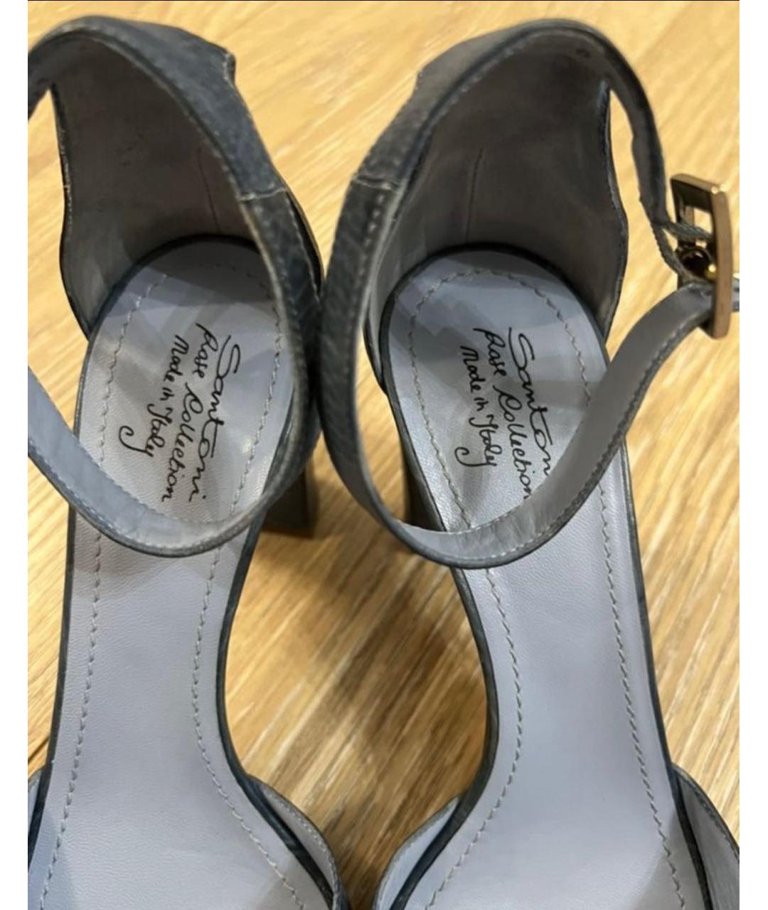 SANTONI Синие кожаные босоножки, фото 4