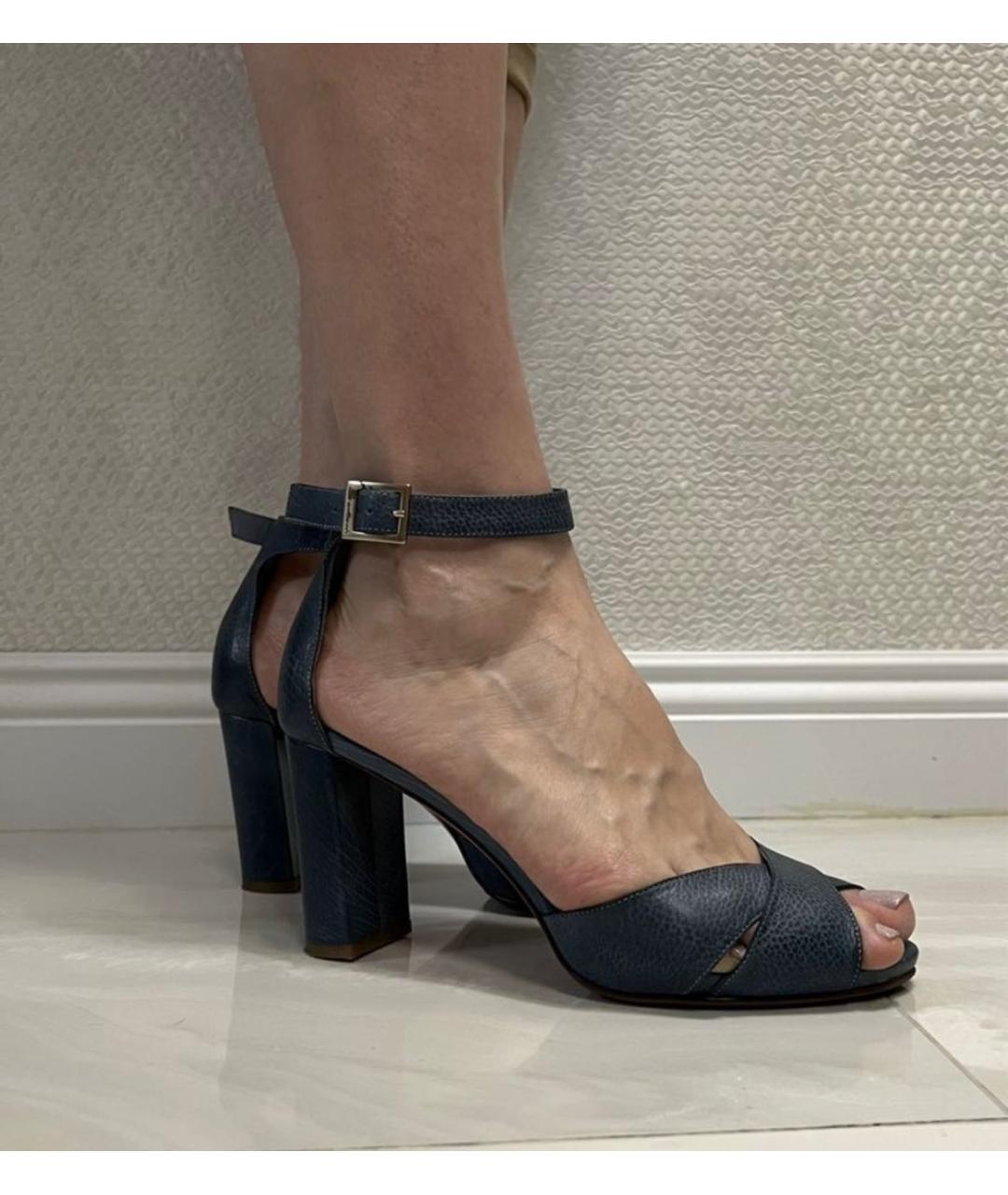 SANTONI Синие кожаные босоножки, фото 2