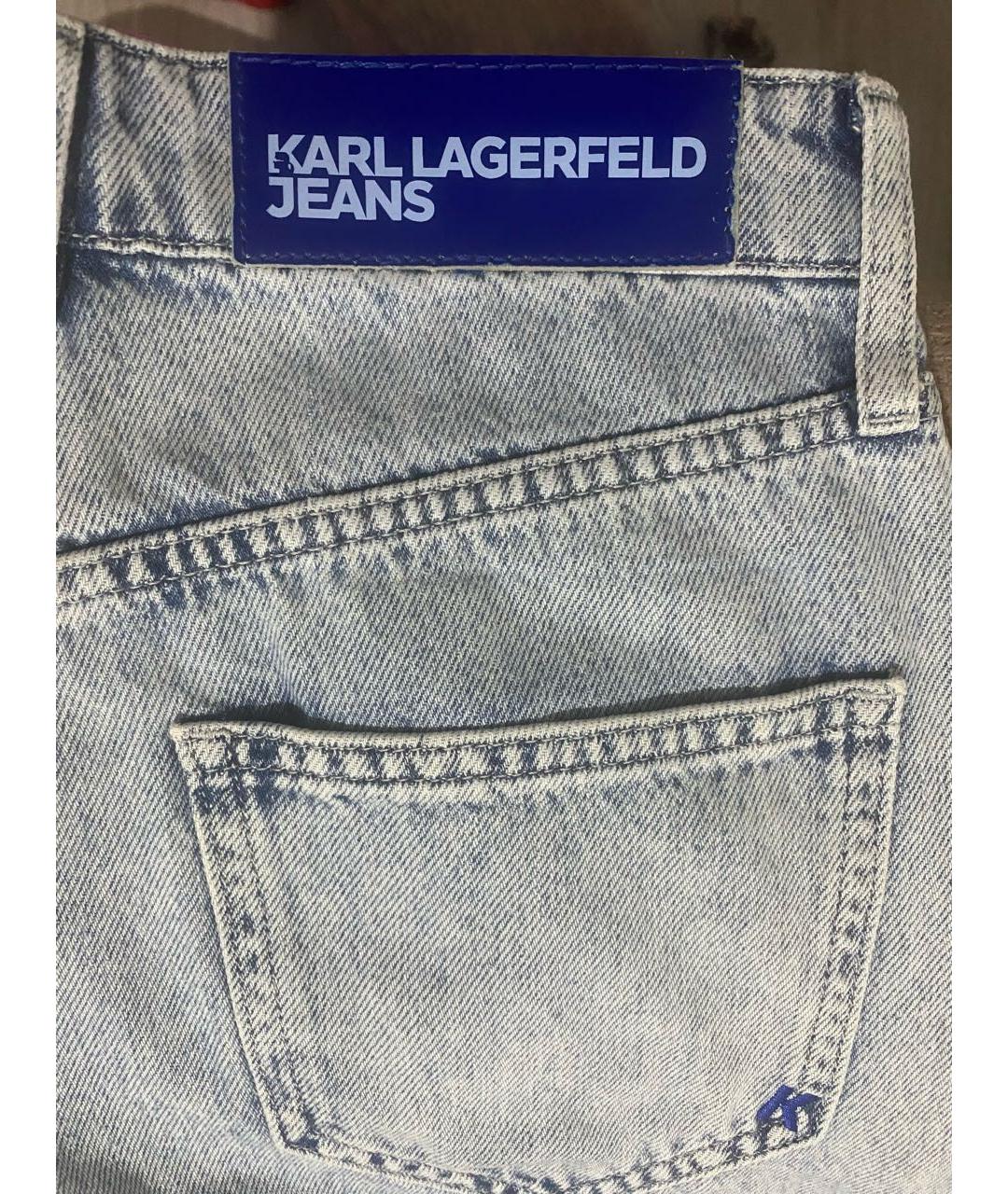 KARL LAGERFELD Голубые хлопко-полиэстеровые прямые джинсы, фото 8