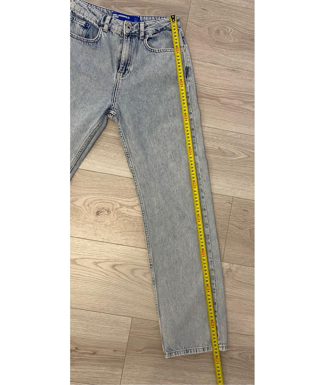 KARL LAGERFELD Голубые хлопко-полиэстеровые прямые джинсы, фото 5