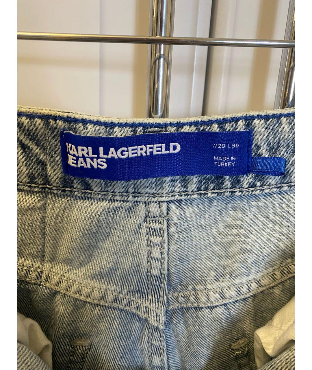 KARL LAGERFELD Голубые хлопко-полиэстеровые прямые джинсы, фото 2