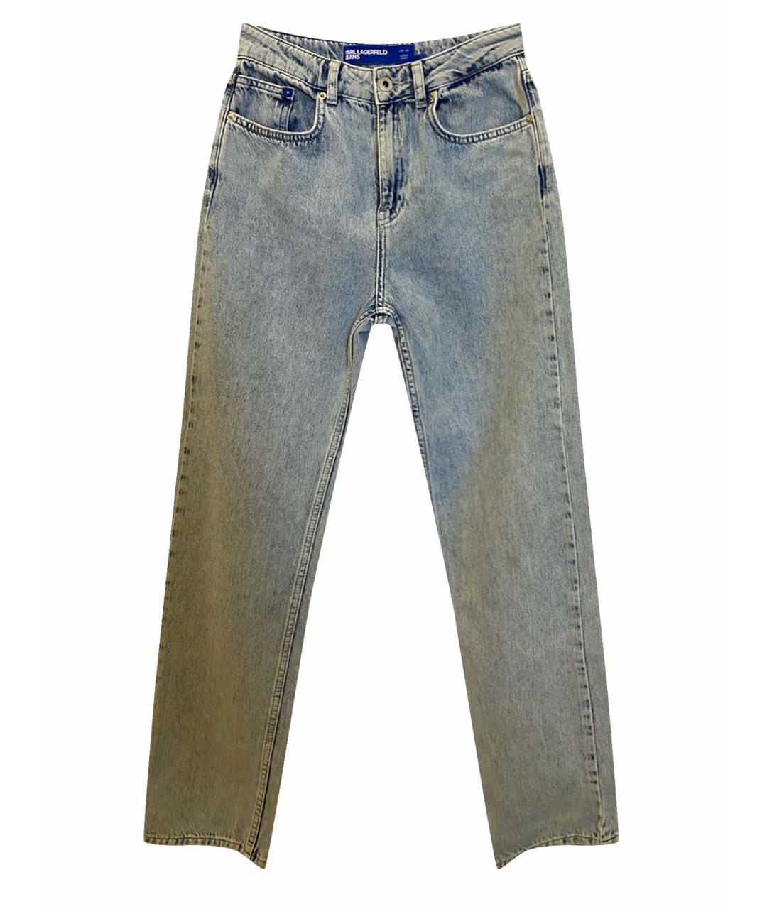 KARL LAGERFELD Голубые хлопко-полиэстеровые прямые джинсы, фото 1