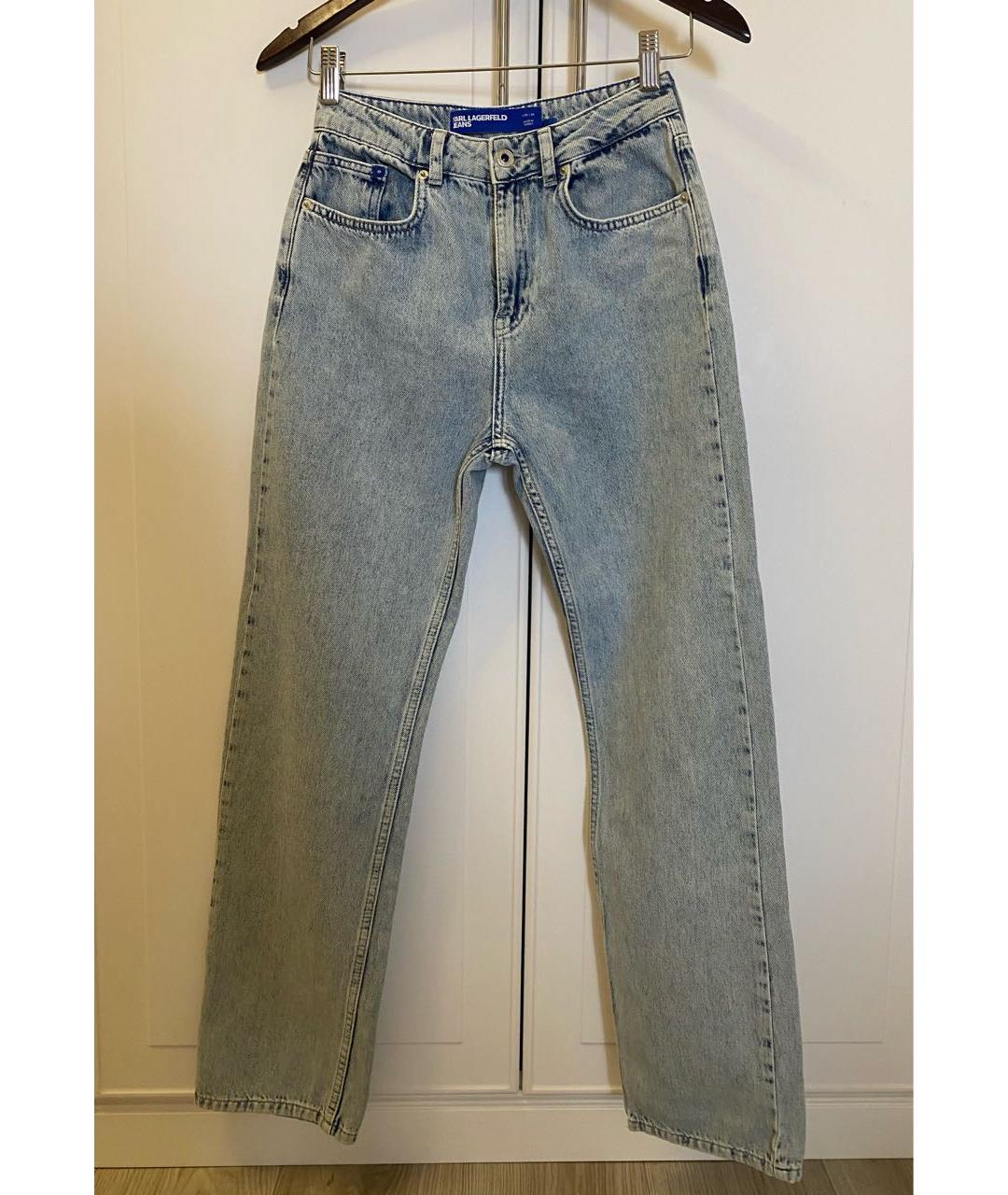 KARL LAGERFELD Голубые хлопко-полиэстеровые прямые джинсы, фото 7