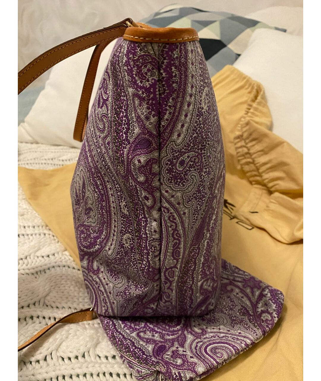 ETRO Фиолетовая кожаная сумка тоут, фото 2