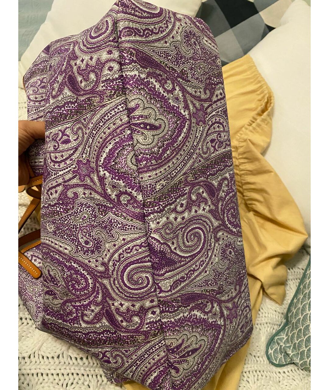 ETRO Фиолетовая кожаная сумка тоут, фото 3
