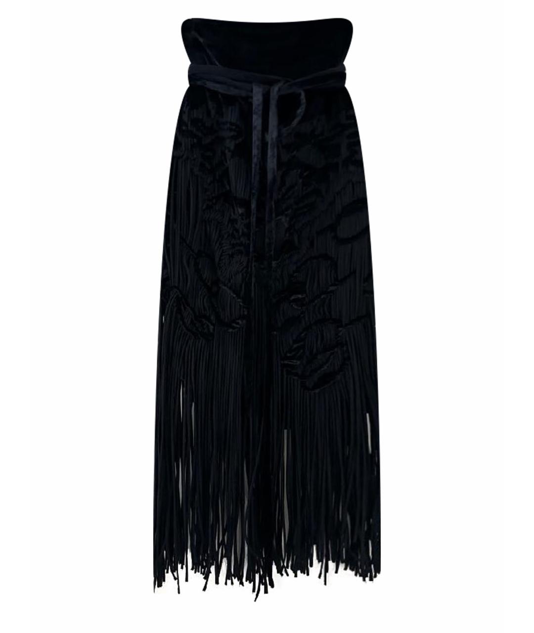 SAINT LAURENT Черная бархатная юбка миди, фото 1