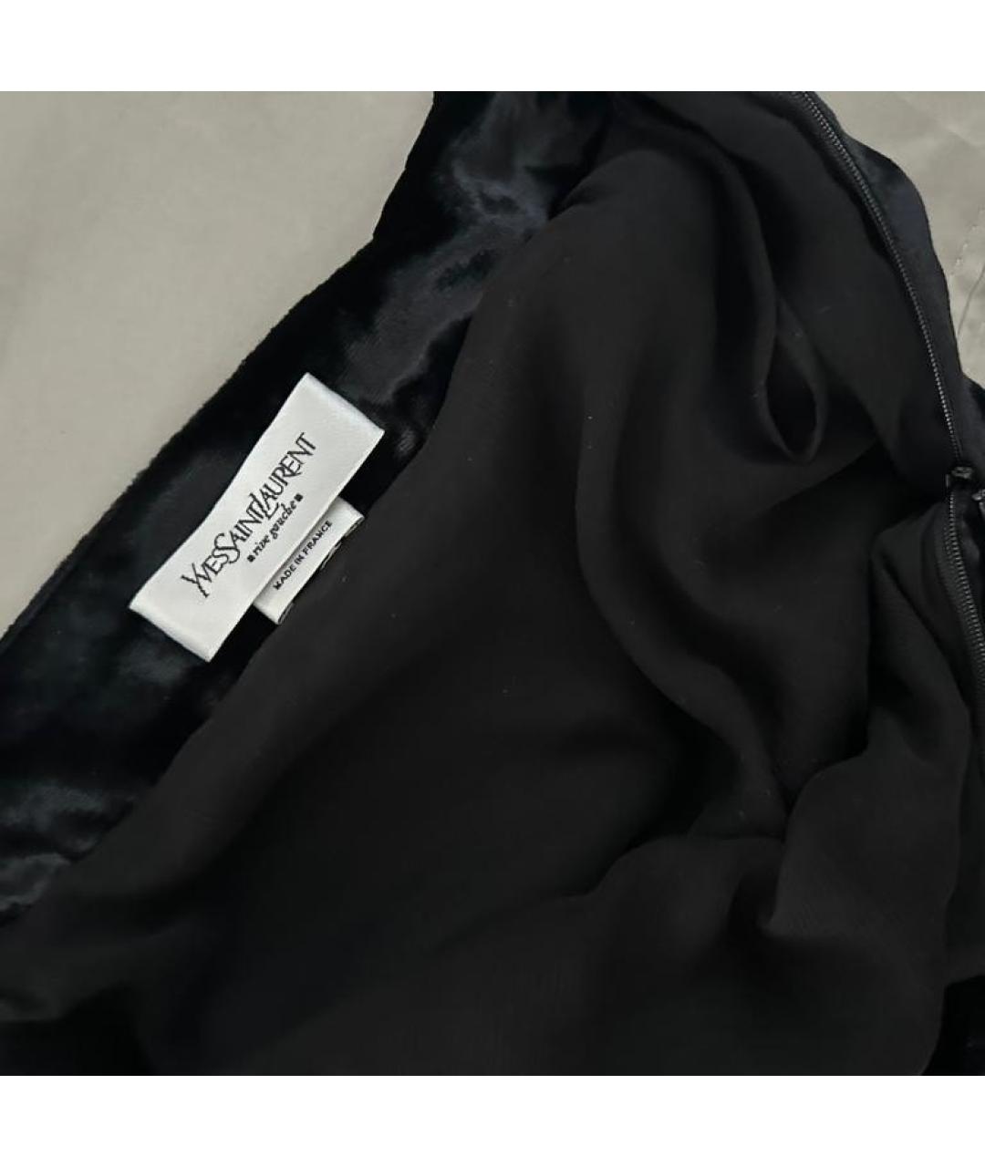 SAINT LAURENT Черная бархатная юбка миди, фото 4