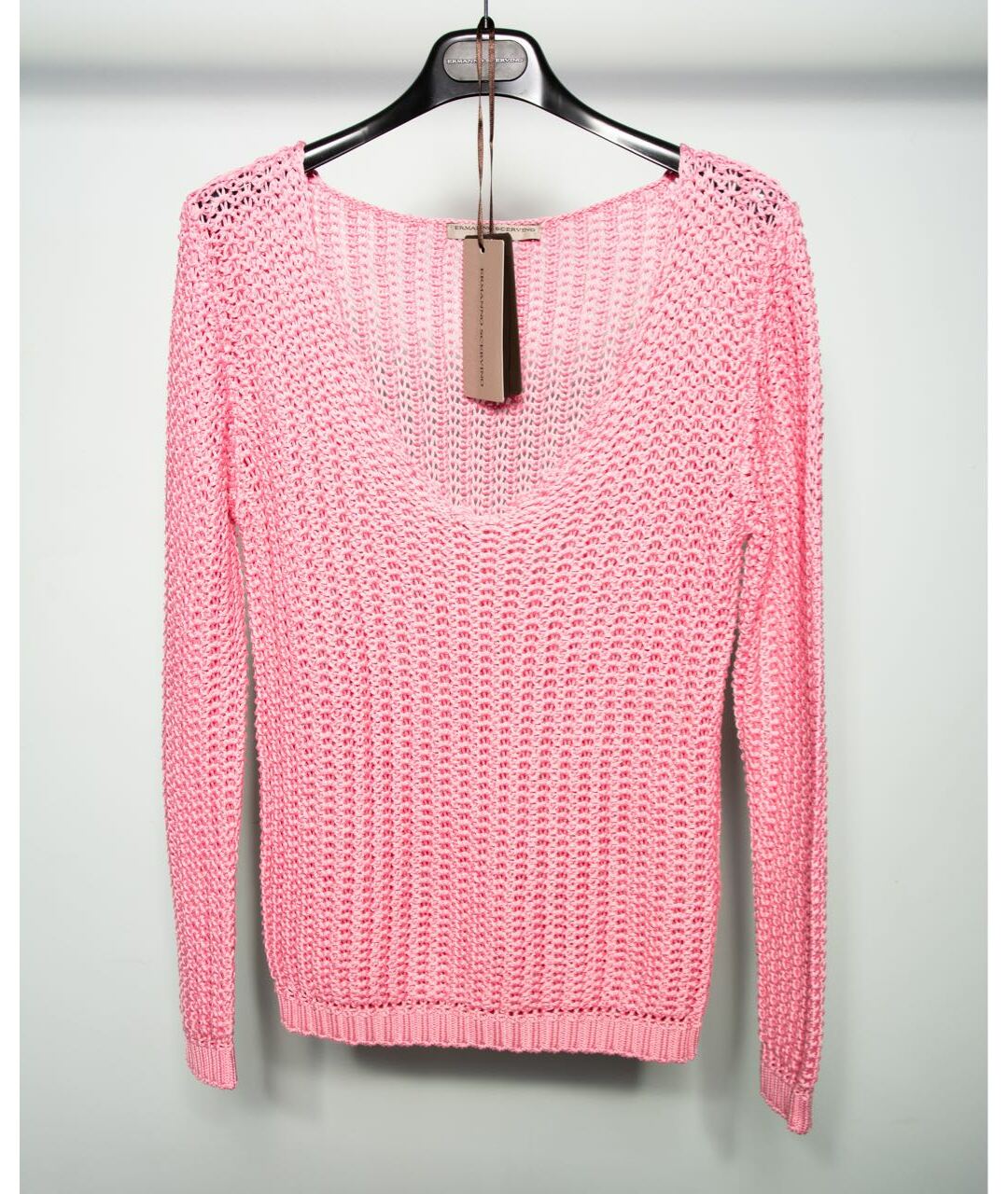 ERMANNO SCERVINO Розовый хлопко-эластановый джемпер / свитер, фото 9