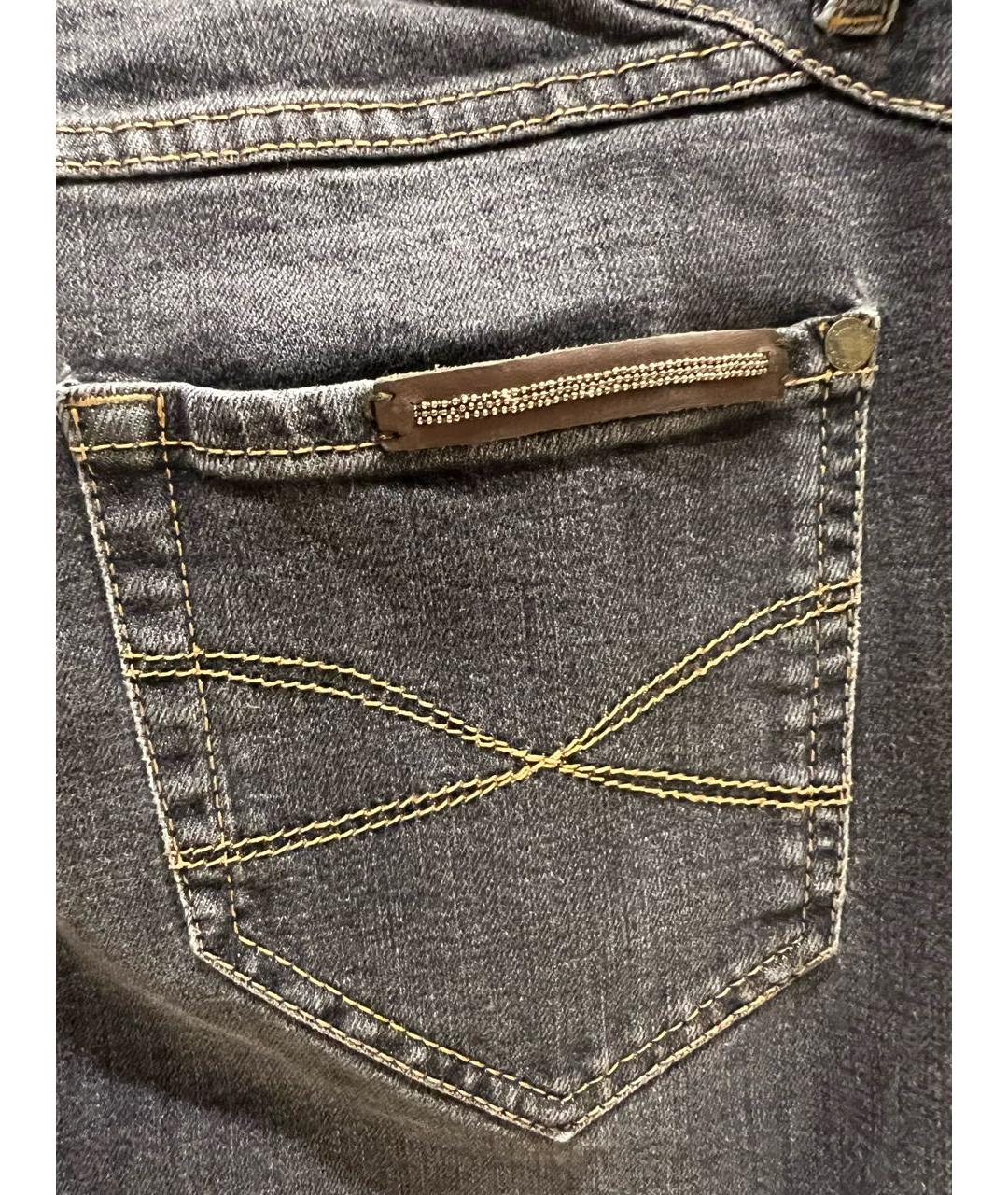 BRUNELLO CUCINELLI Серые хлопко-эластановые прямые джинсы, фото 4