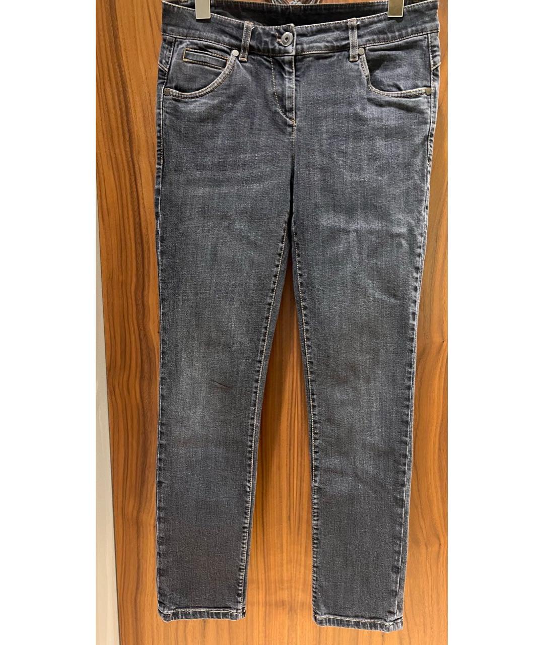 BRUNELLO CUCINELLI Серые хлопко-эластановые прямые джинсы, фото 7
