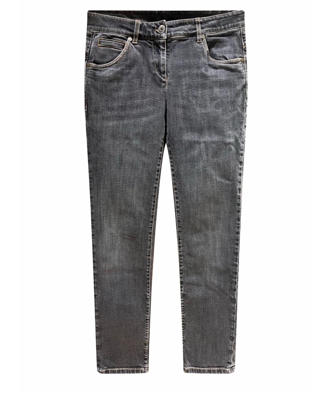 BRUNELLO CUCINELLI Серые хлопко-эластановые прямые джинсы, фото 1